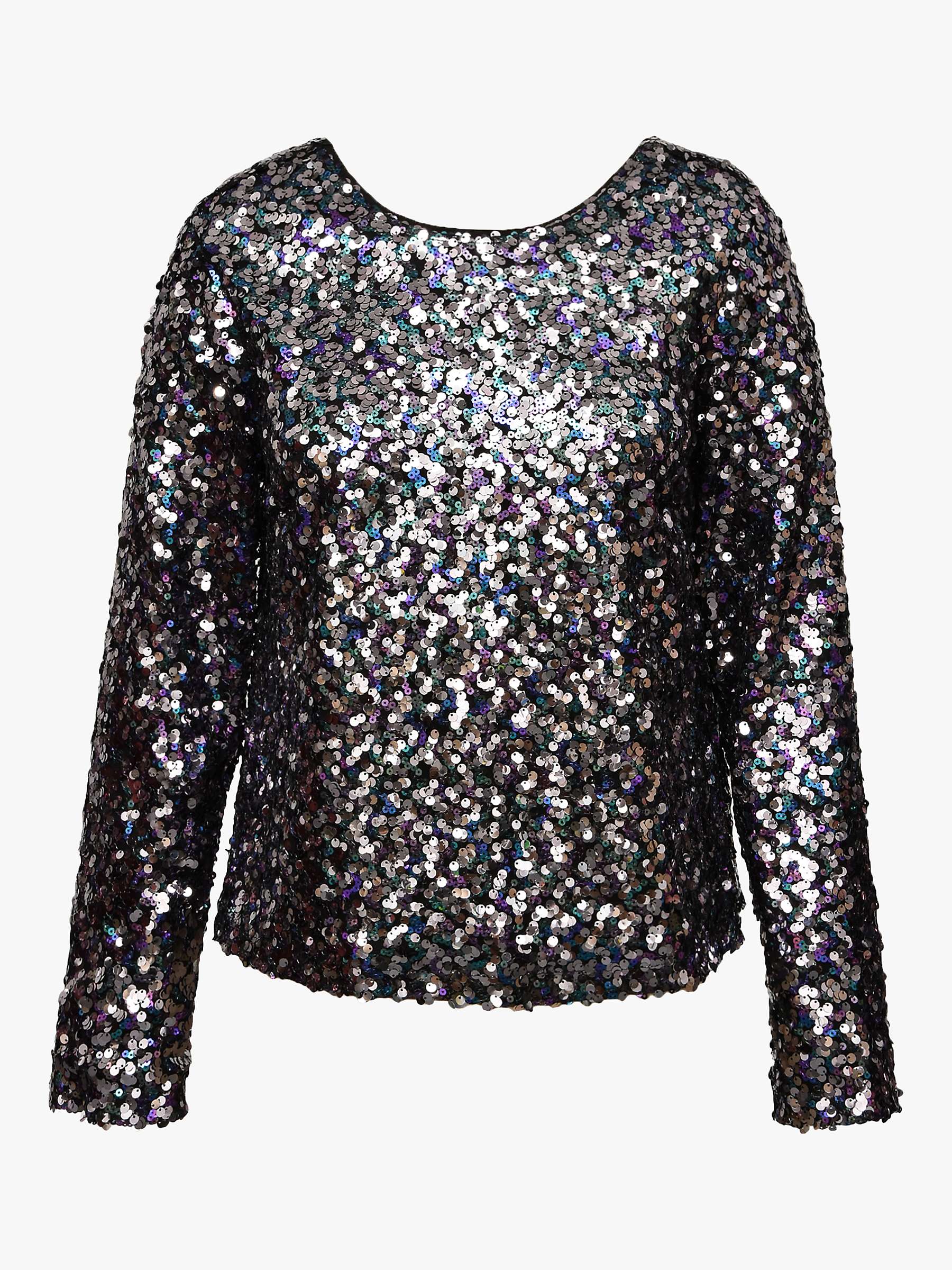Buy A-VIEW Sequin Long Sleeve Blouse, Grey Online at johnlewis.com
