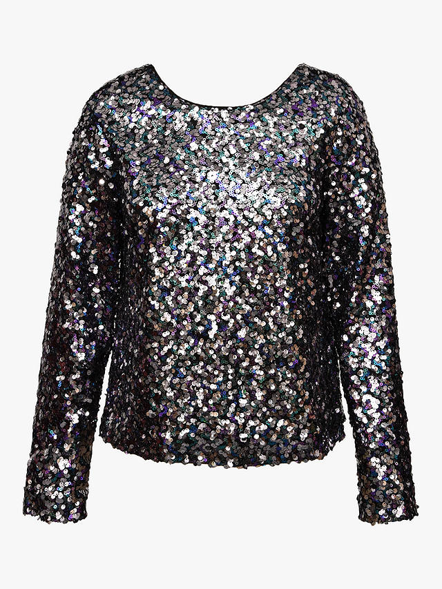 A-VIEW Sequin Long Sleeve Blouse, Grey