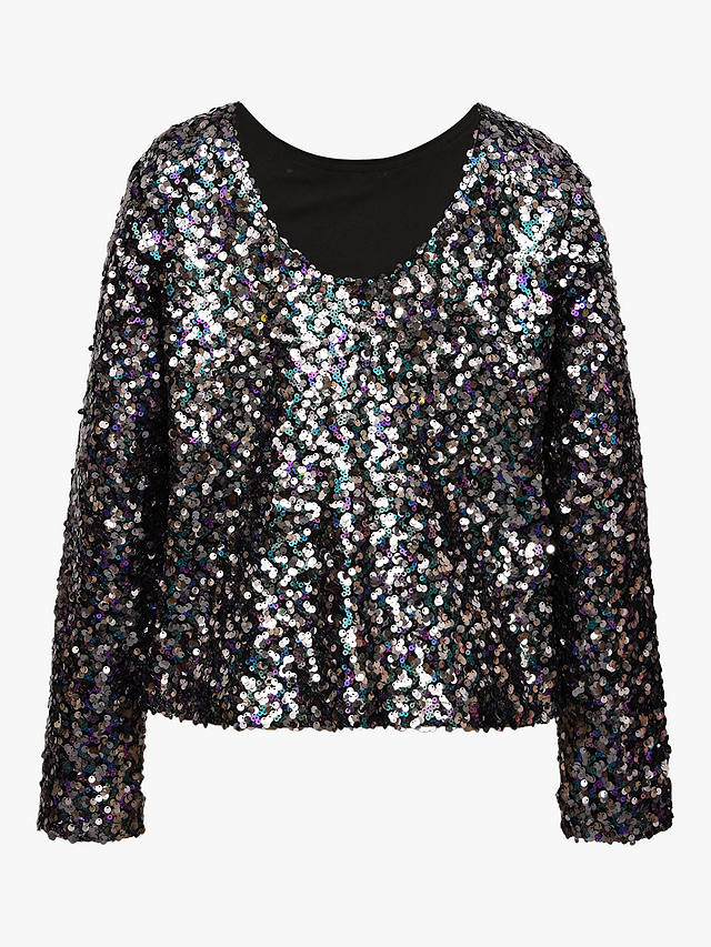 A-VIEW Sequin Long Sleeve Blouse, Grey