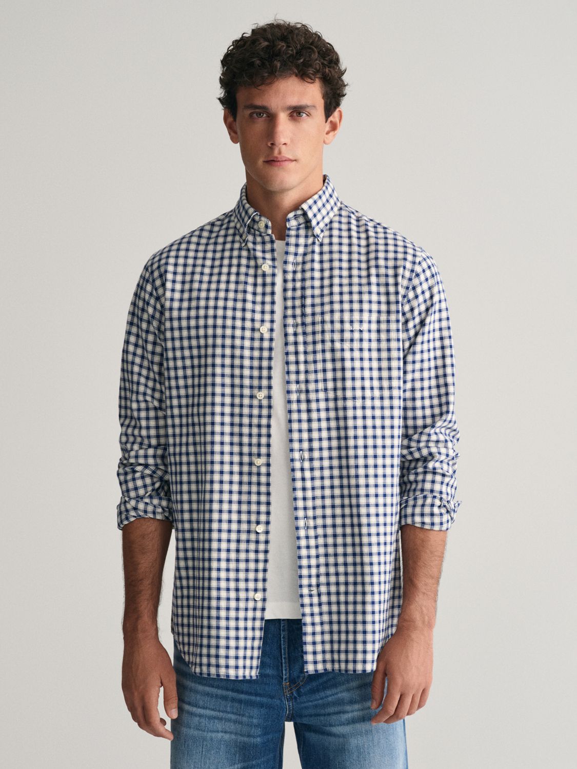 GANT Regular Oxford Check Shirt, Blue/Multi at John Lewis & Partners