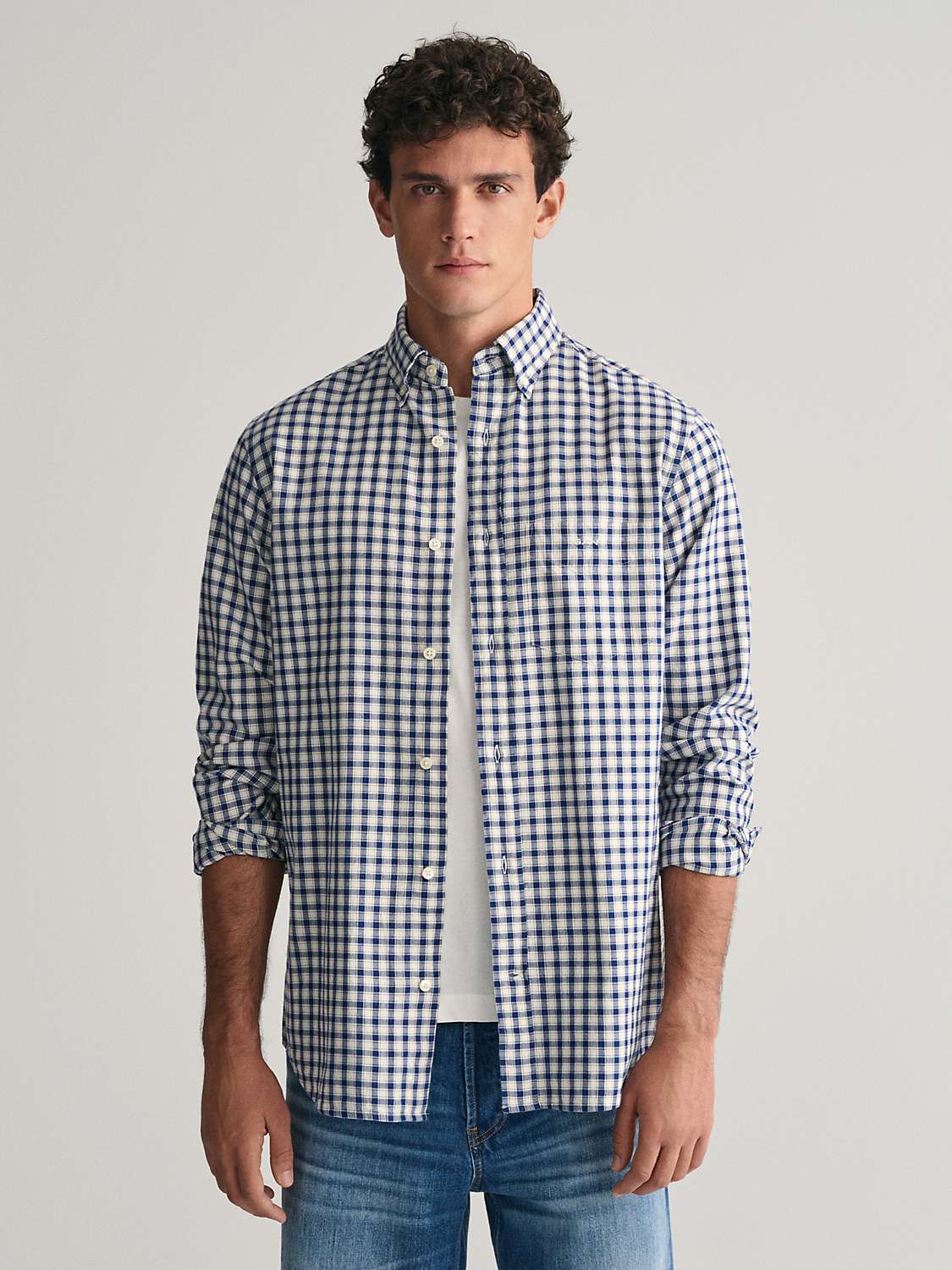 Buy GANT Regular Oxford Check Shirt, Blue/Multi Online at johnlewis.com