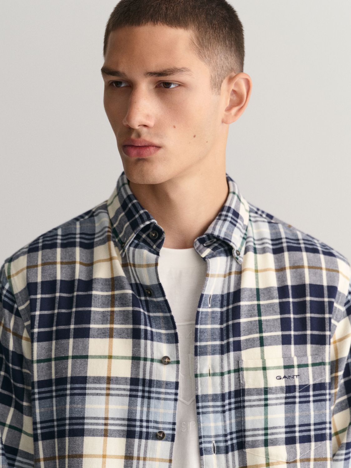 GANT Brushed Cotton Flannel Checked Shirt, Multi, M