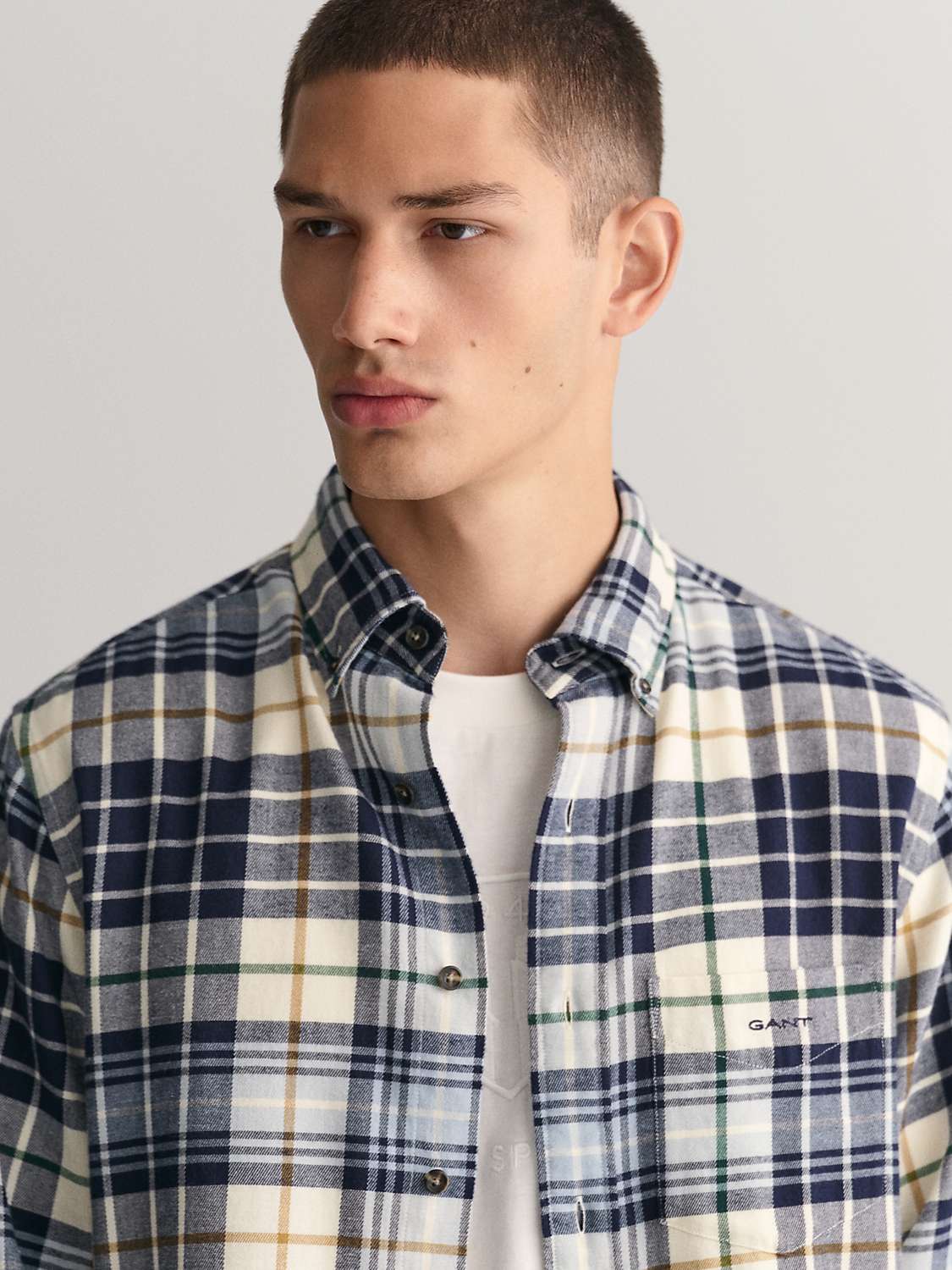Buy GANT Brushed Cotton Flannel Checked Shirt, Multi Online at johnlewis.com