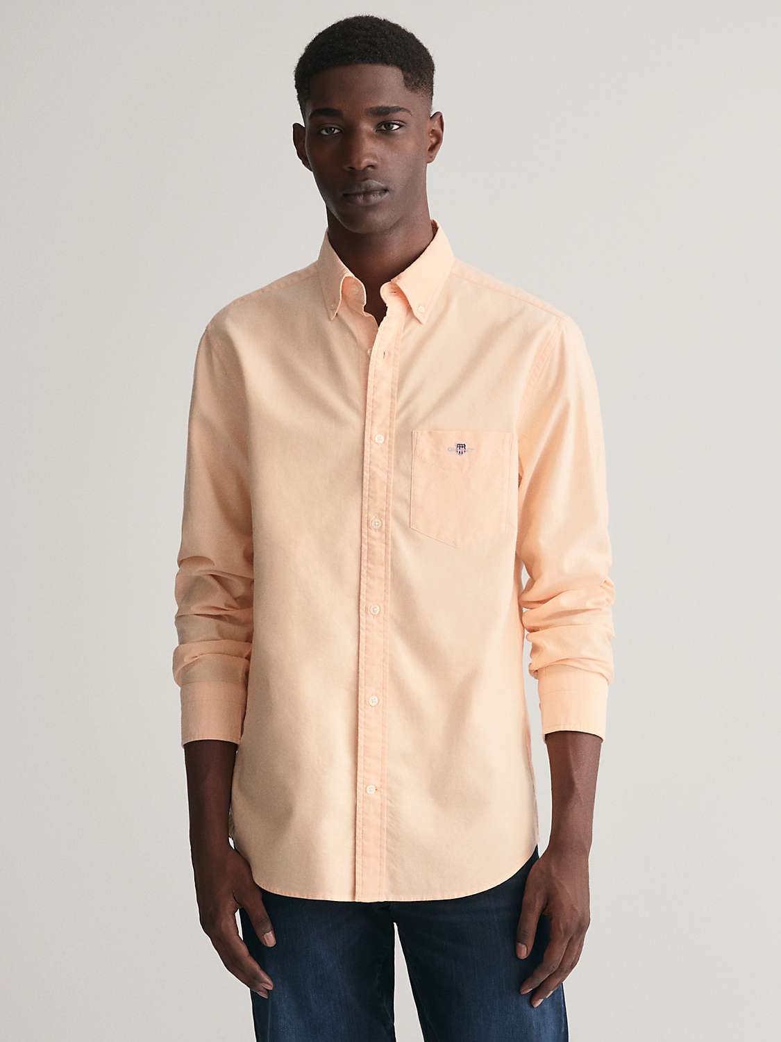 Buy GANT Regular Oxford Long Sleeve Shirt, Apricot Online at johnlewis.com