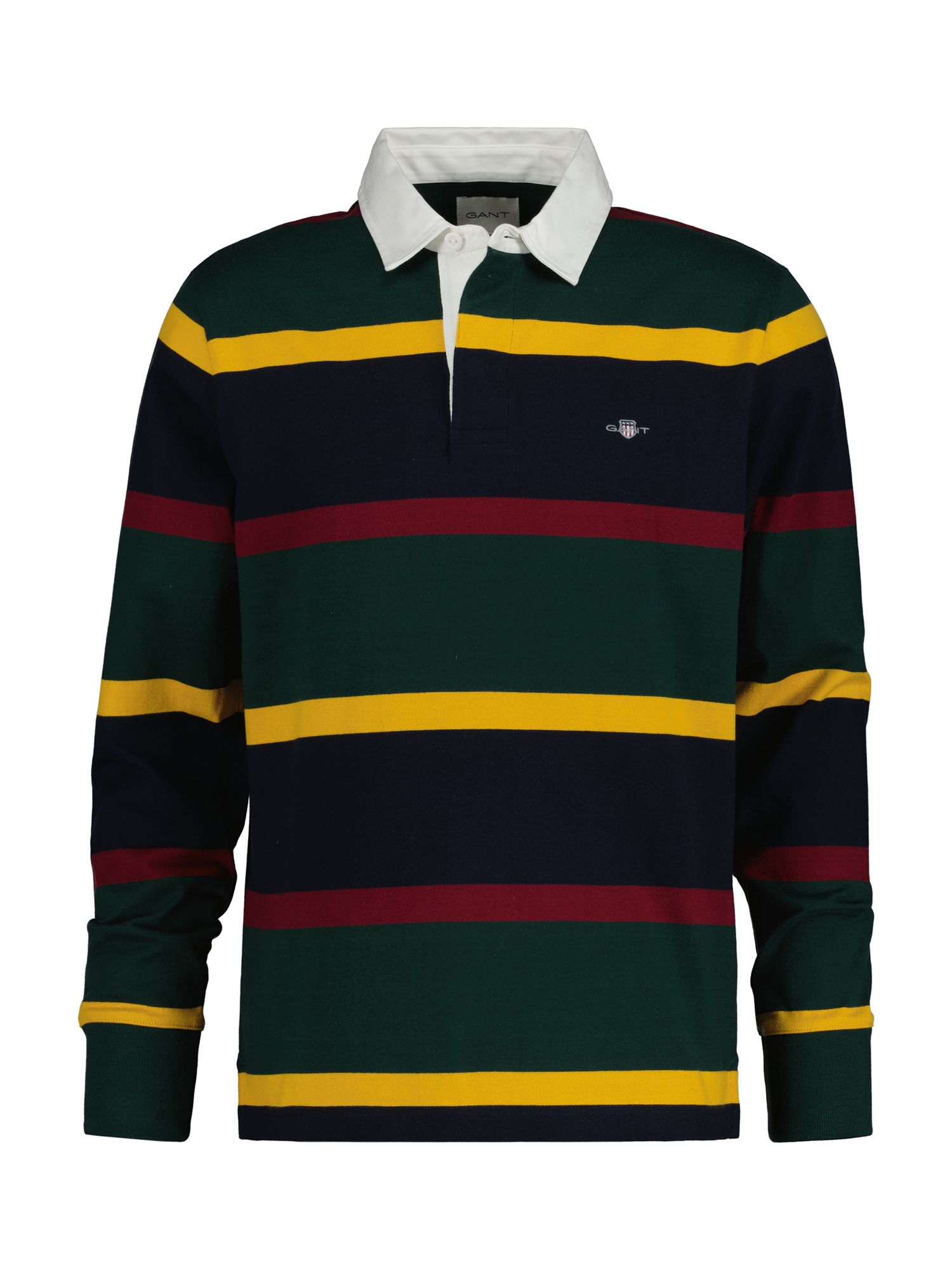 GANT Shield Heavy Striped Cotton Rugby Shirt, Multi at John Lewis ...