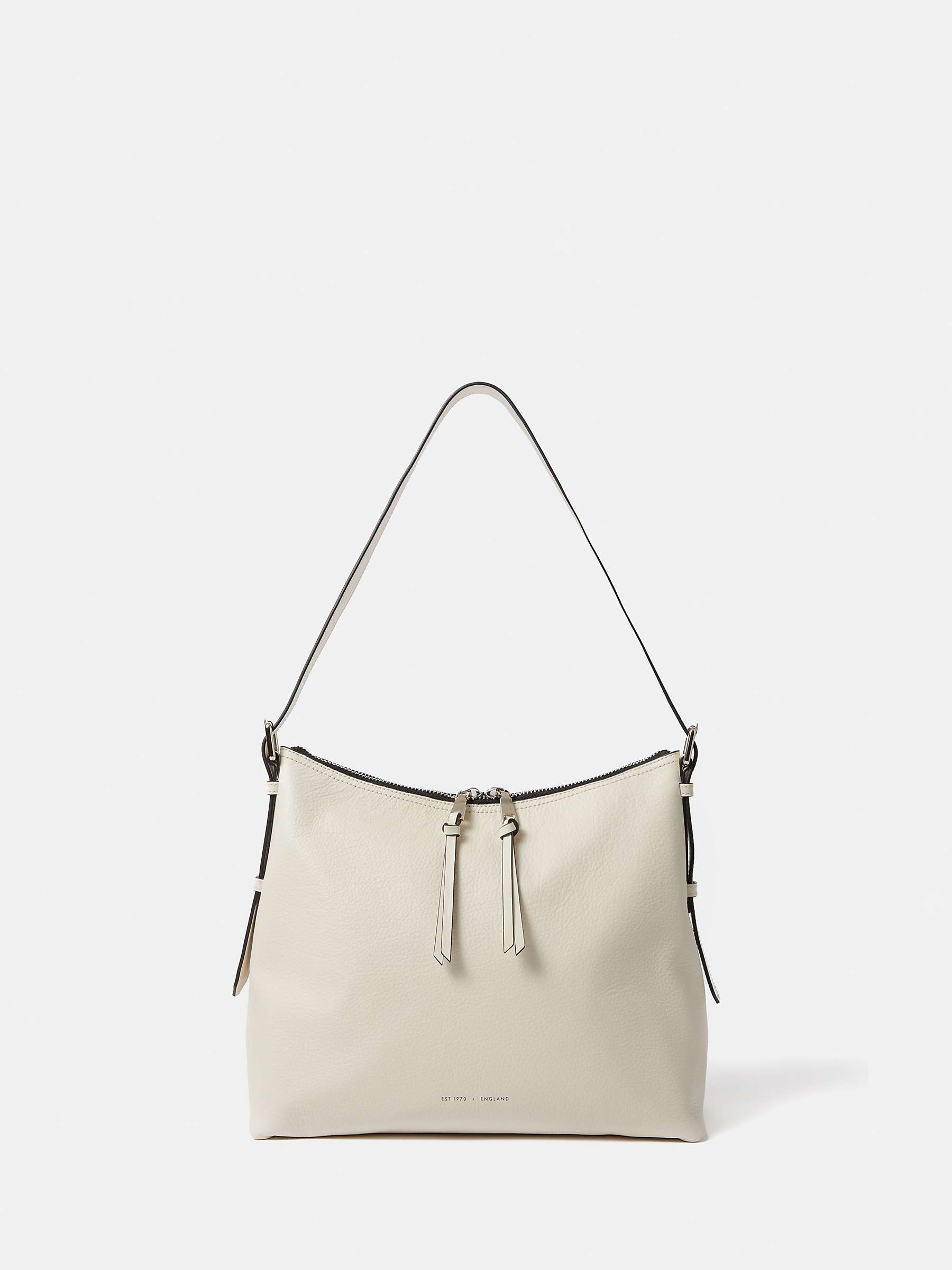 Buy Jigsaw Large Pebble Leather Trafalgar Shoulder Bag, White Online at johnlewis.com