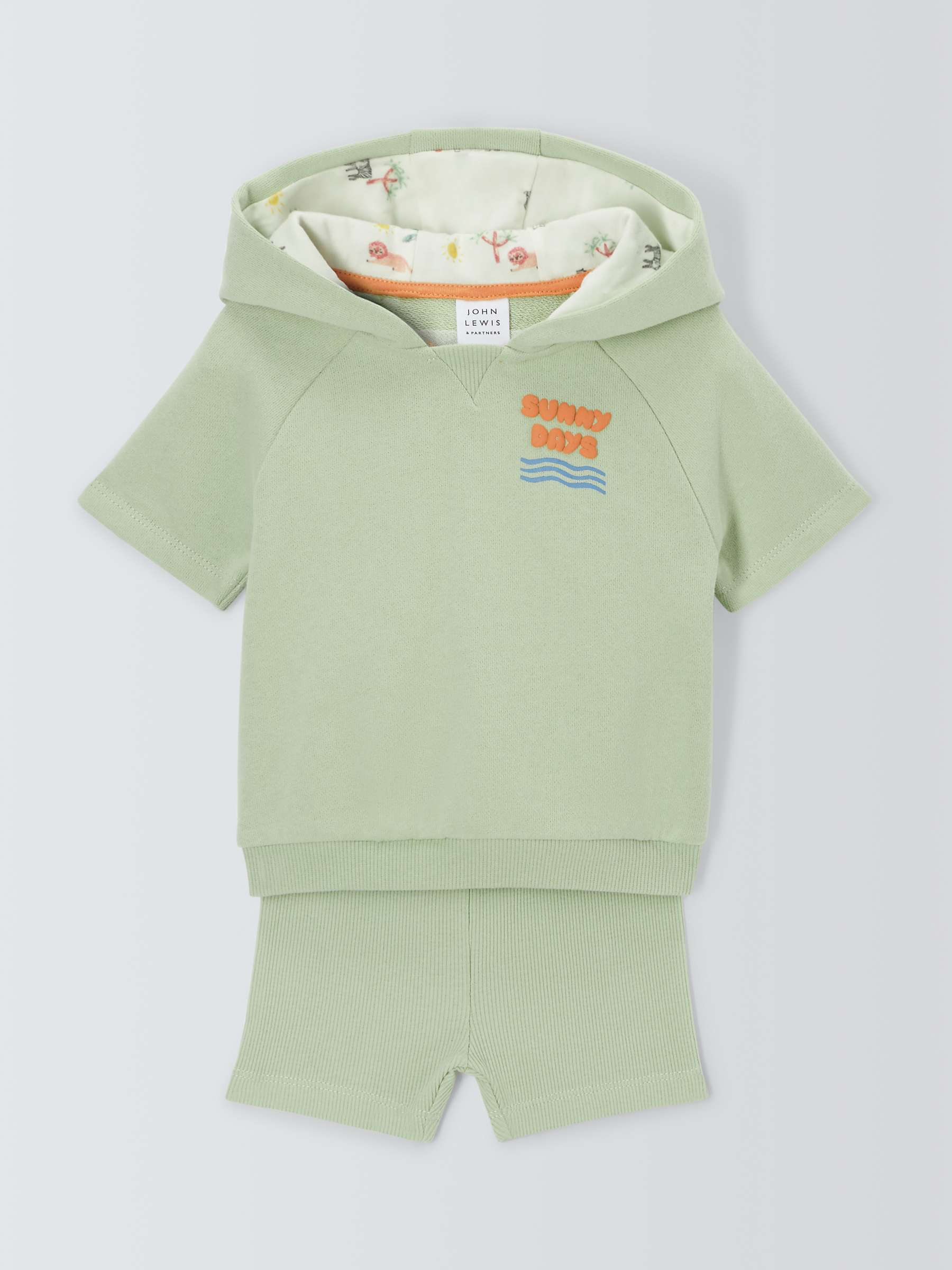 Buy John Lewis Baby Shorts and Hoodie Set, Green Online at johnlewis.com