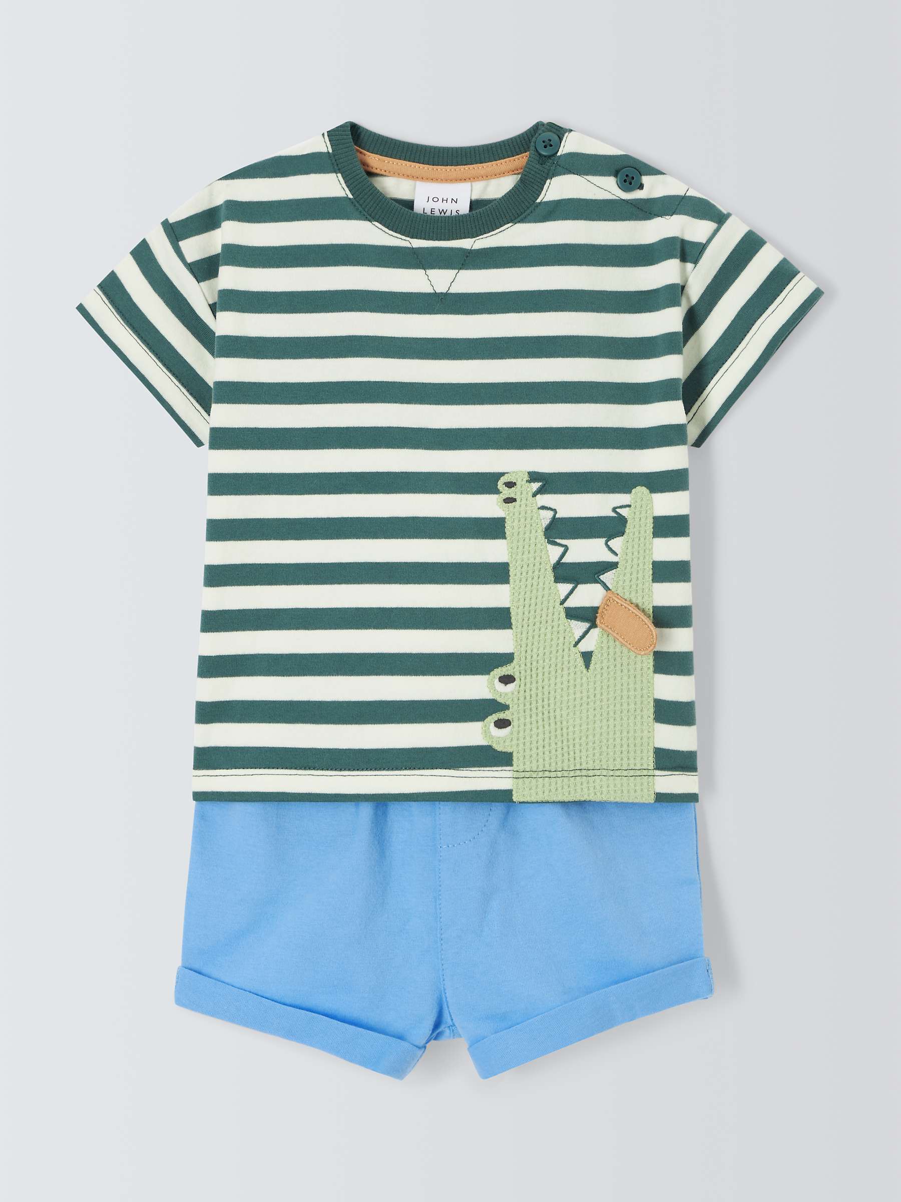 Buy John Lewis Baby Crocodile Stripe T-Shirt & Shorts Set, Green/Multi Online at johnlewis.com