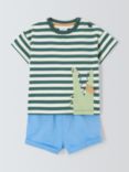 John Lewis Baby Crocodile Stripe T-Shirt & Shorts Set, Green/Multi