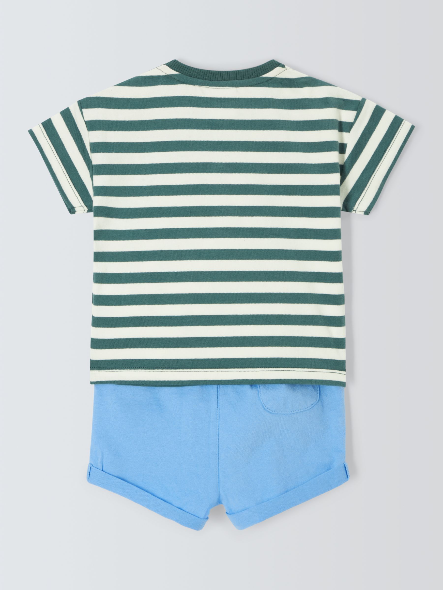 John Lewis Baby Crocodile Stripe T-Shirt & Shorts Set, Green/Multi, 6-9 months