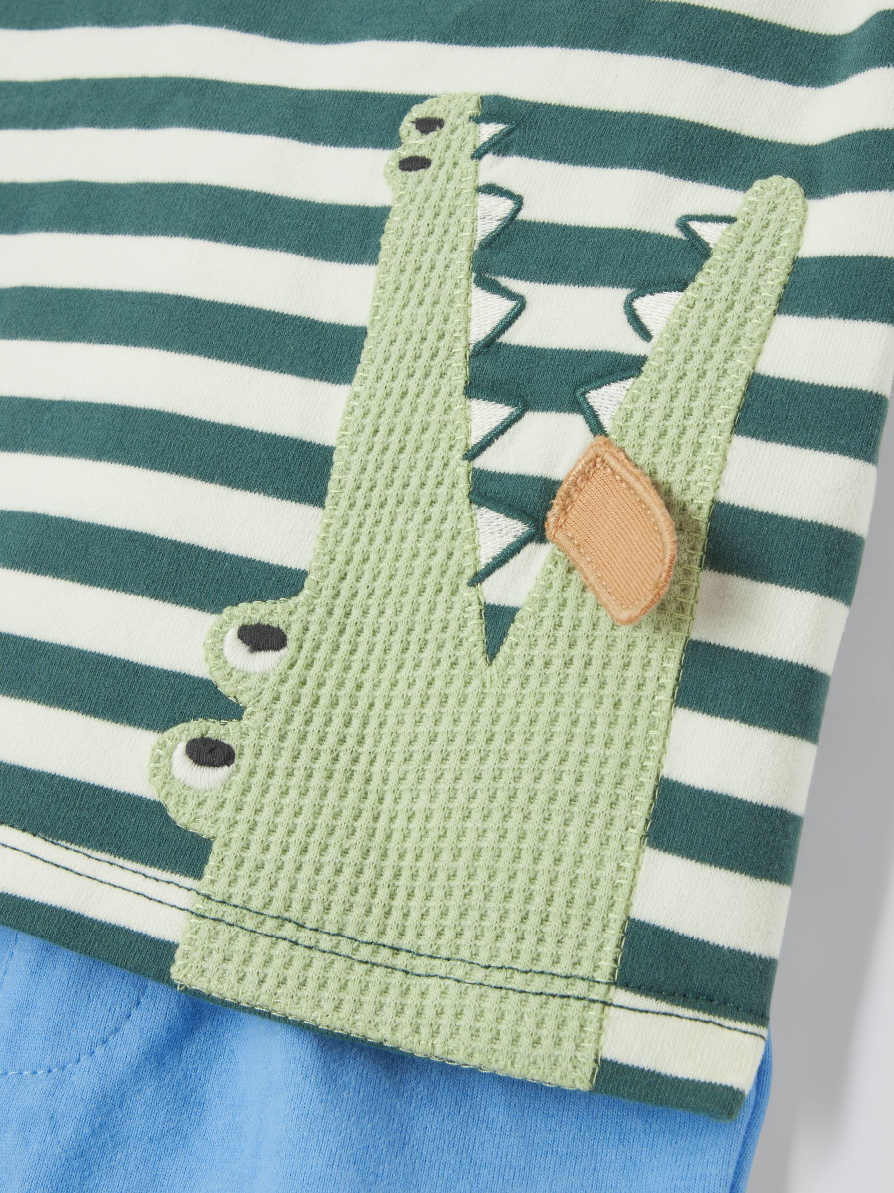 John Lewis Baby Crocodile Stripe T-Shirt & Shorts Set, Green/Multi, 6-9 months