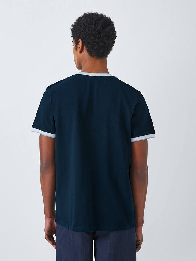 Kin Contrast Trim Textured T-Shirt, Dark Navy