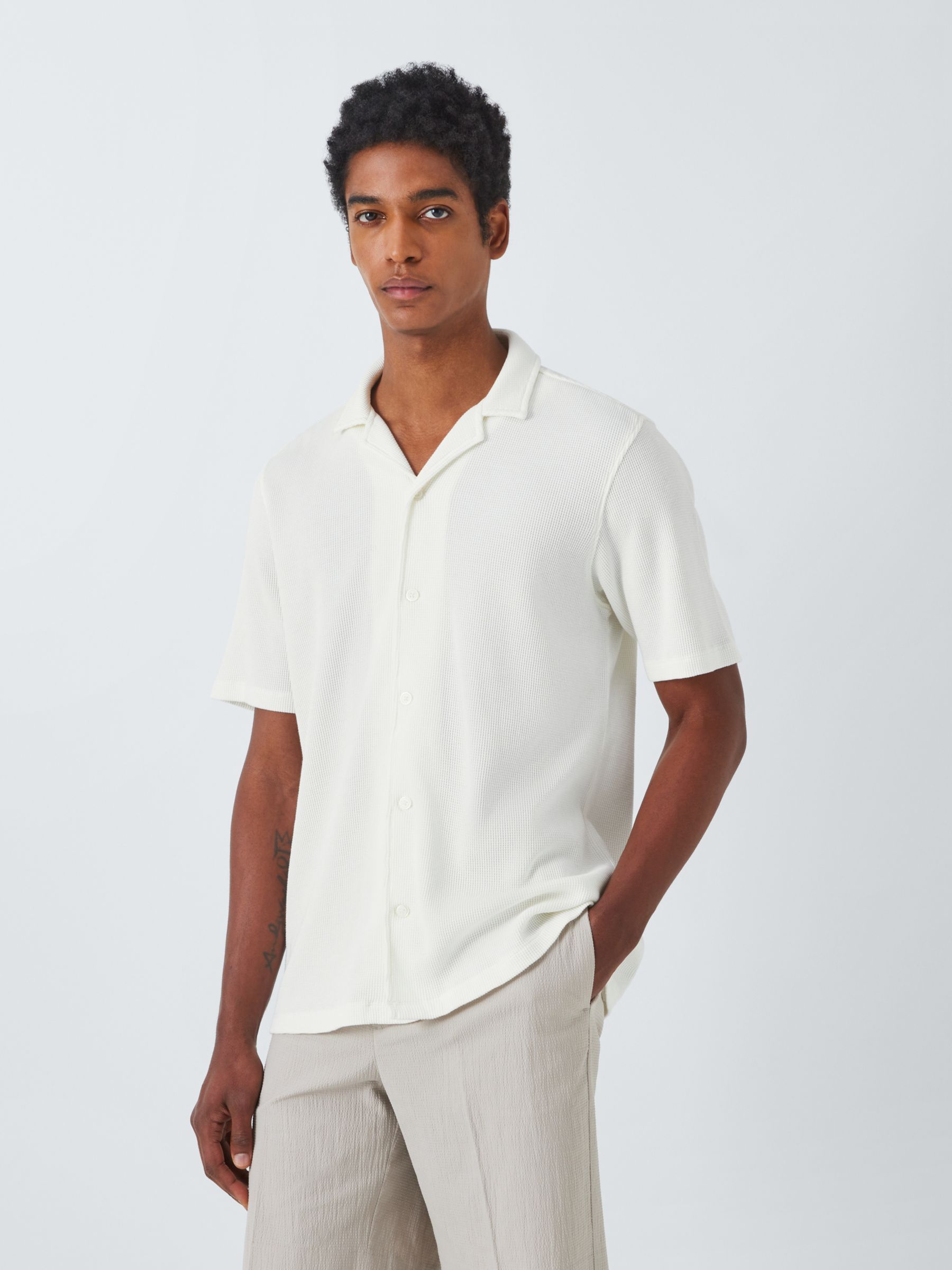 Kin Revere Collar Jersey Shirt, Cloud Dancer