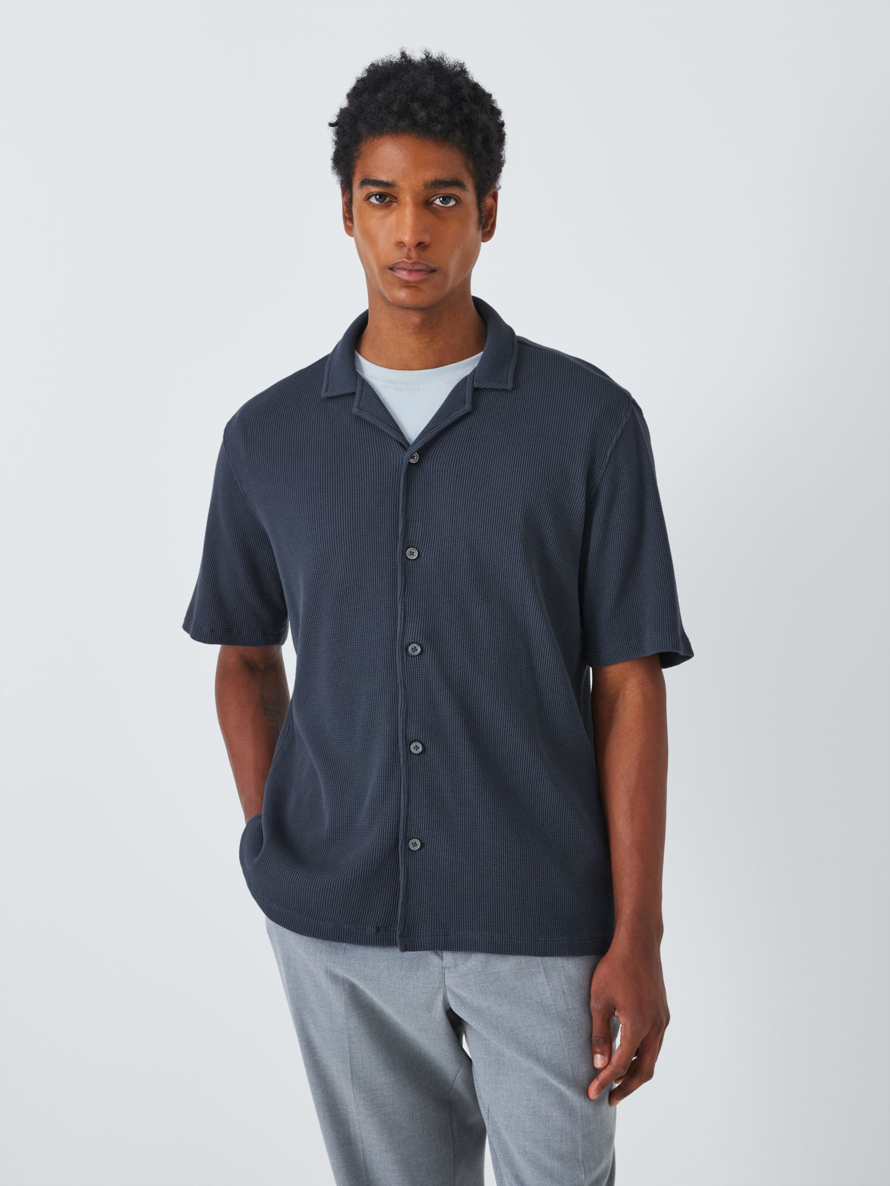Kin Revere Collar Jersey Shirt , Ombre Blue, XXL