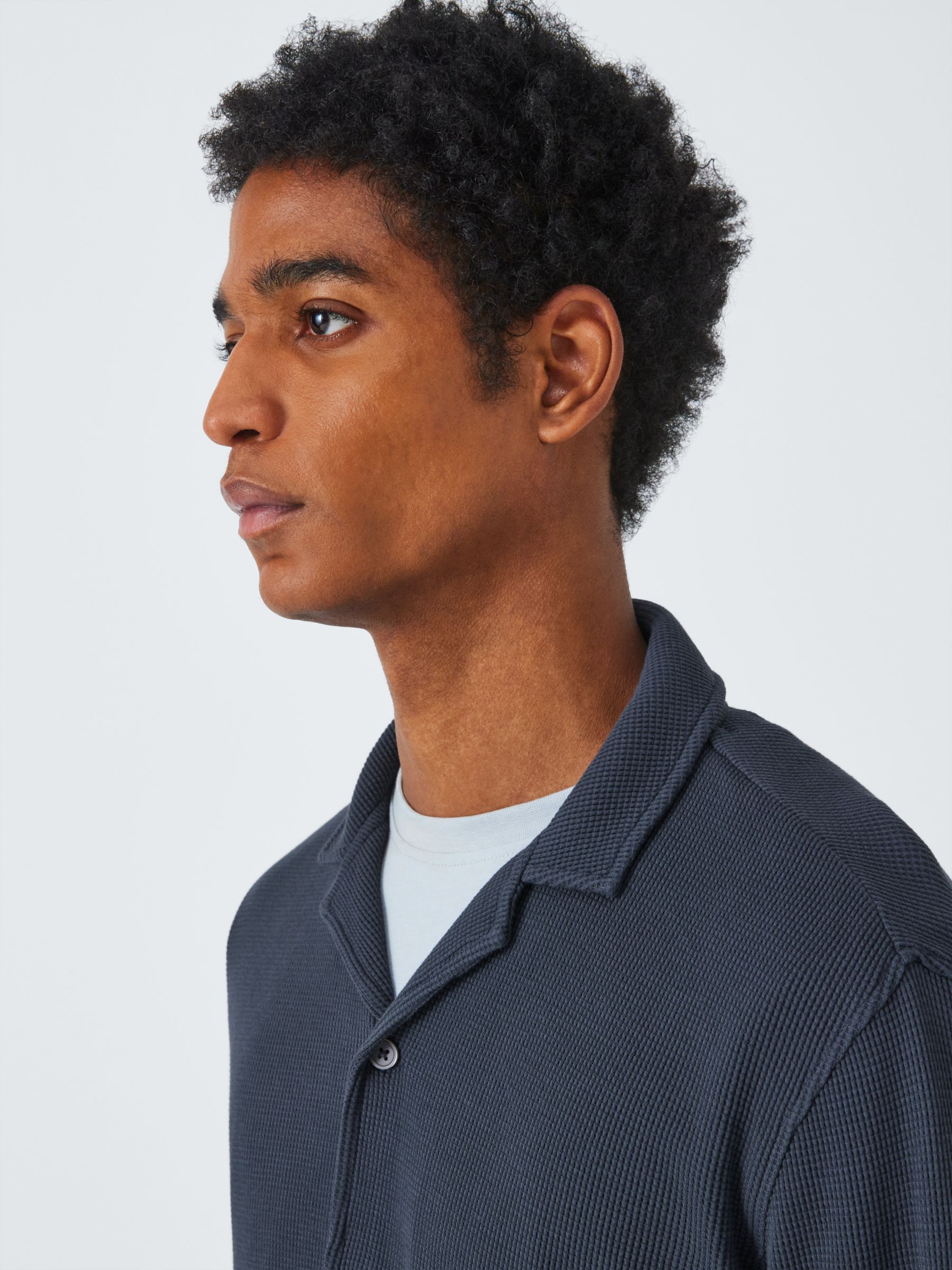 Kin Revere Collar Jersey Shirt, Ombre Blue at John Lewis & Partners
