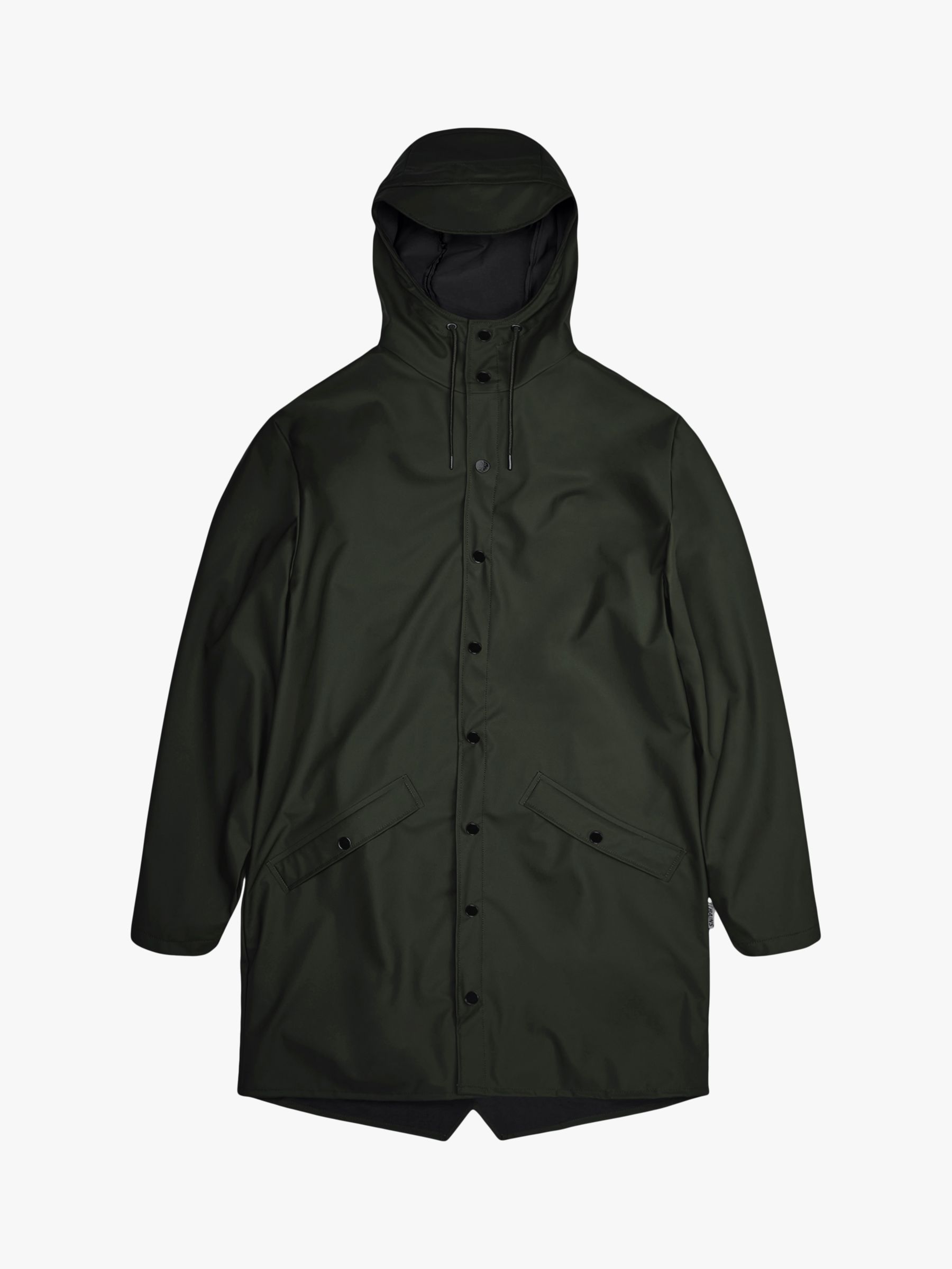 Rains Unisex Waterproof Long Rain Jacket, 03 Green at John Lewis & Partners