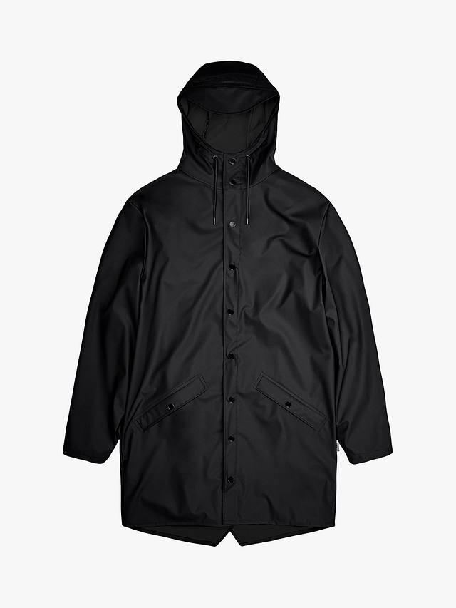 Rains Unisex Waterproof Long Rain Jacket, 01 Black