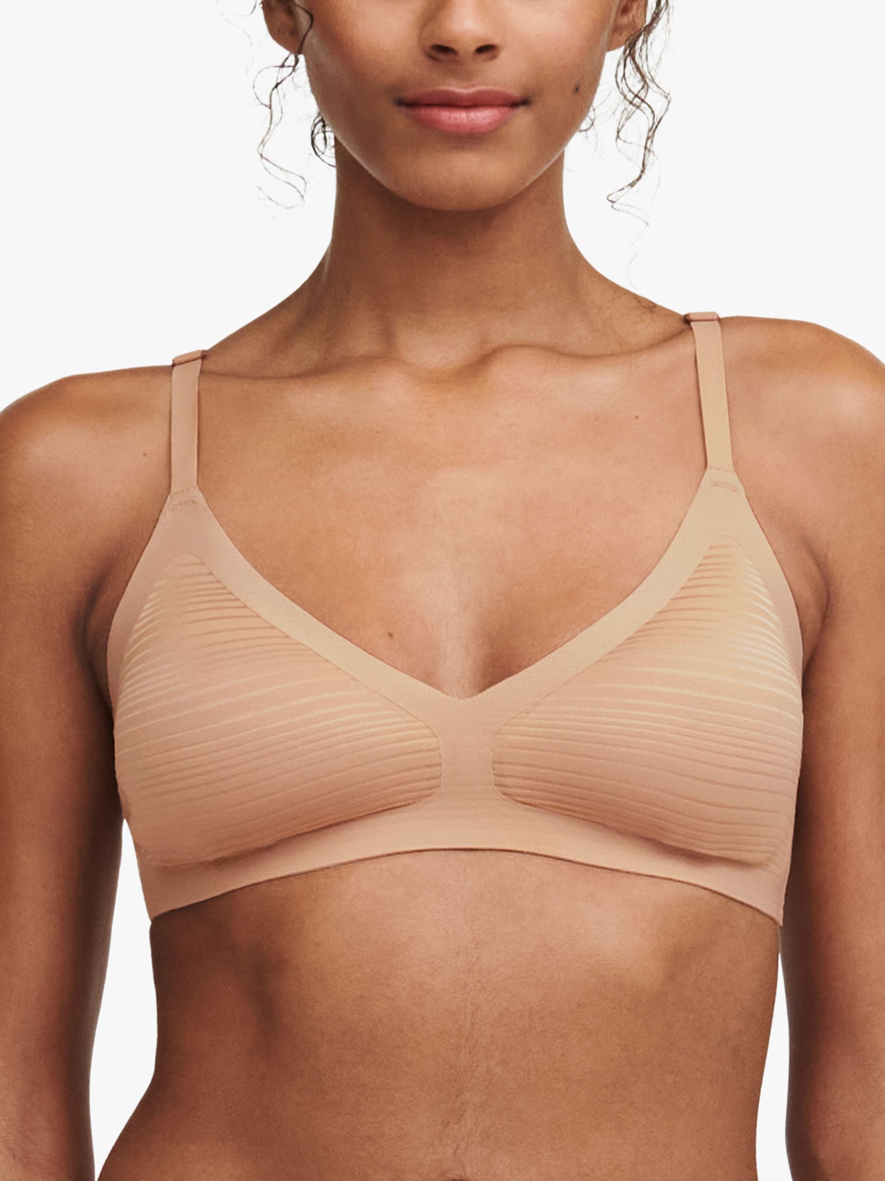 Chantelle Soft Stretch Stripes Bralette, Clay Nude at John Lewis