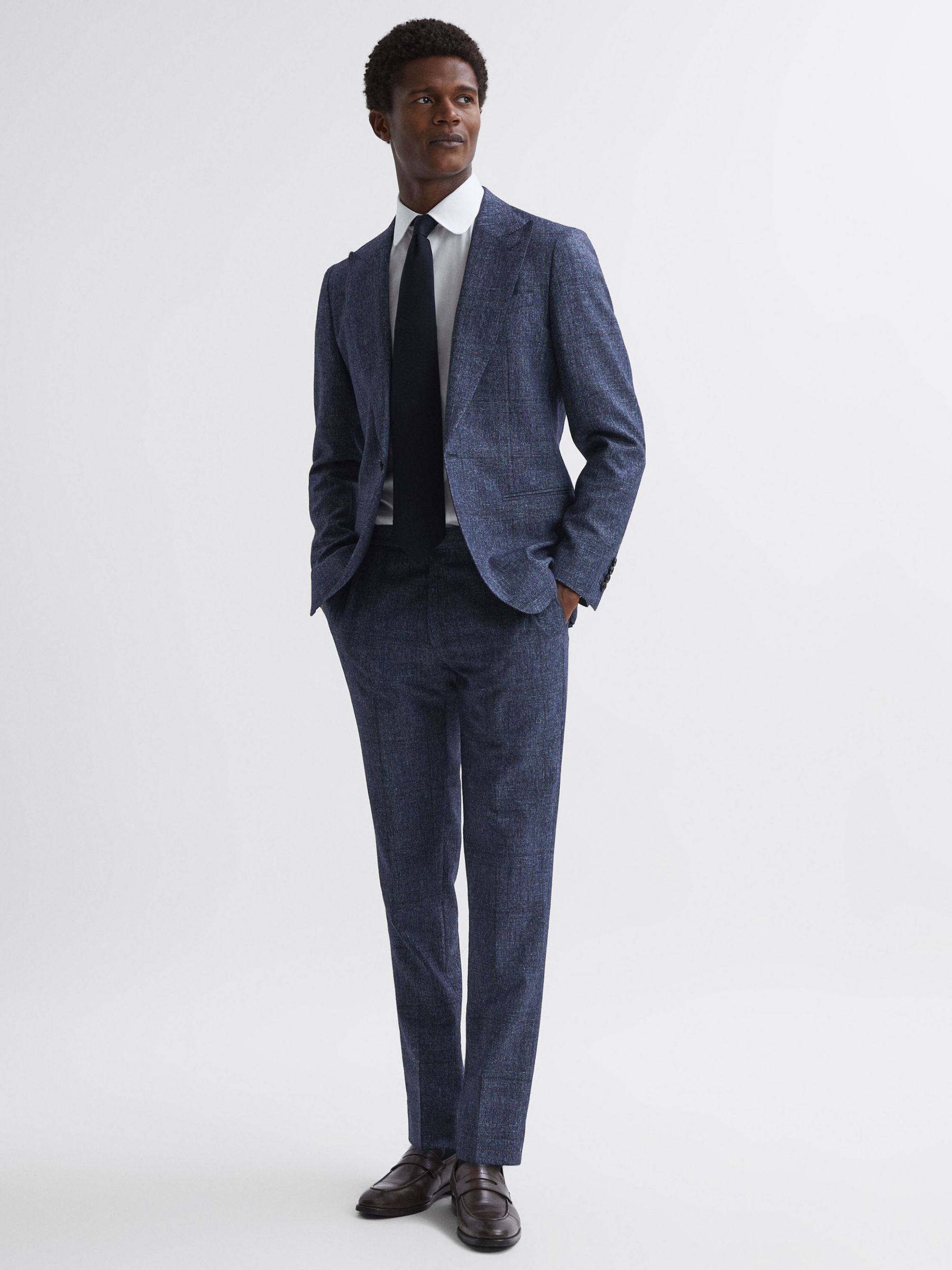 Reiss Barrett Straight Fit Trousers, Indigo at John Lewis & Partners