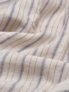 Piglet in Bed Ticking Stripe Linen Single Flat Sheet, Dusk Blue