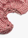 Piglet in Bed Gingham Linen Fitted Sheet, Mineral Red