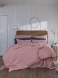 Piglet in Bed Gingham Linen Flat Sheet, Mineral Red
