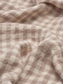 Piglet in Bed Gingham Linen Single Flat Sheet, Botanical Green