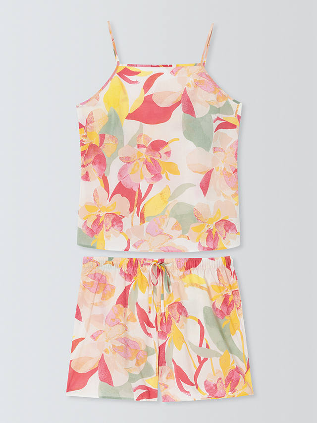 John Lewis Farrah Floral Cami Short Pyjama Set, Ivory/Coral