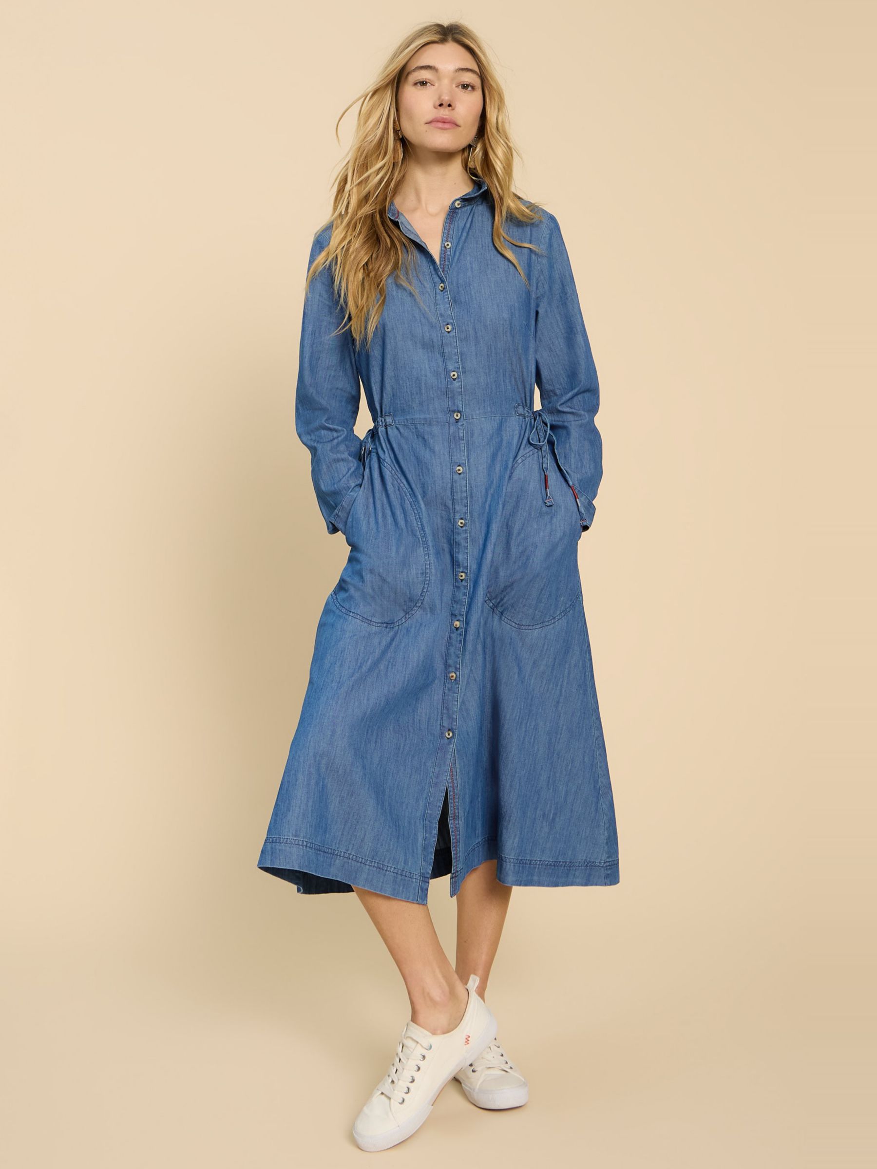 White Stuff Jade Denim Shirt Dress, Mid Denim at John Lewis & Partners