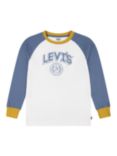 Levi's Kids' Prep Logo Crew Neck Long Sleeve T-Shirt, Cloud Dancer, Cloud Dancer