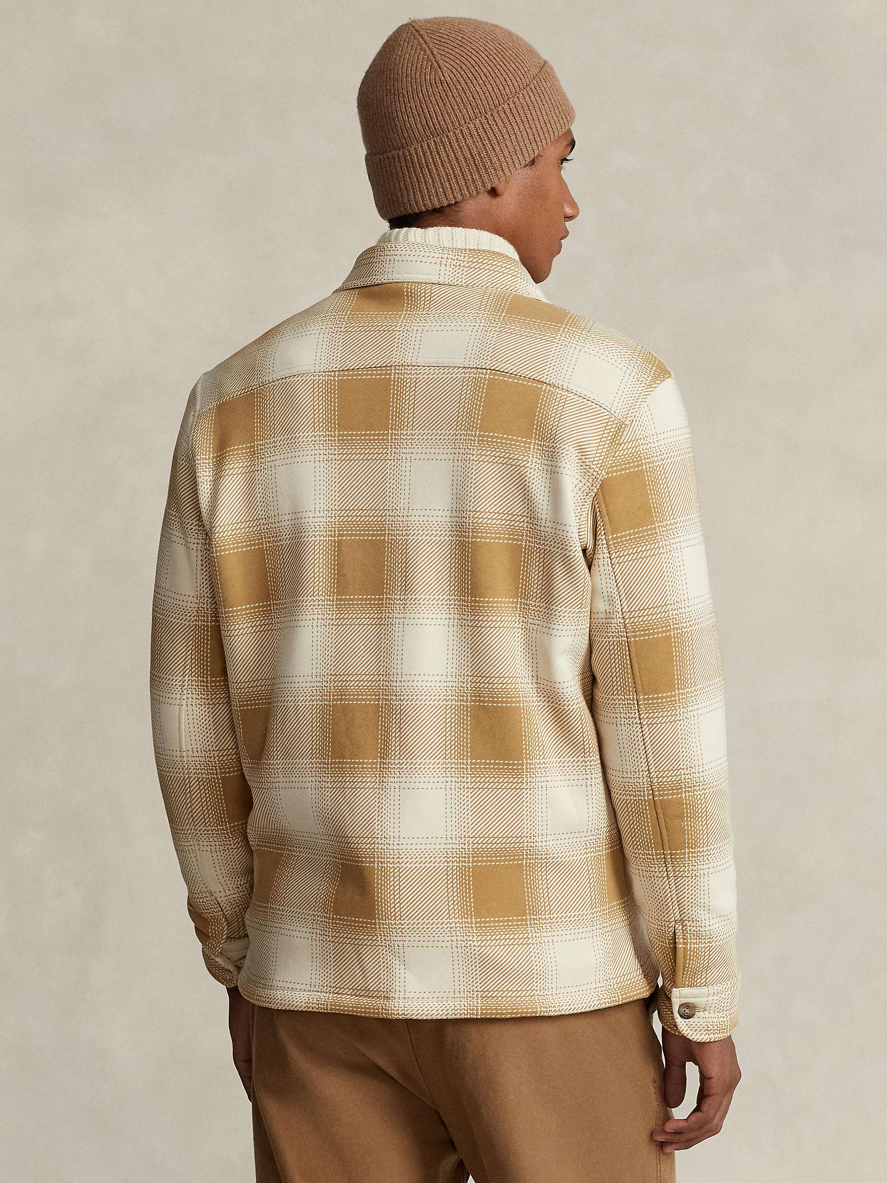 Buy Polo Ralph Lauren Plaid Fleece Shirt Jacket, Camel Online at johnlewis.com