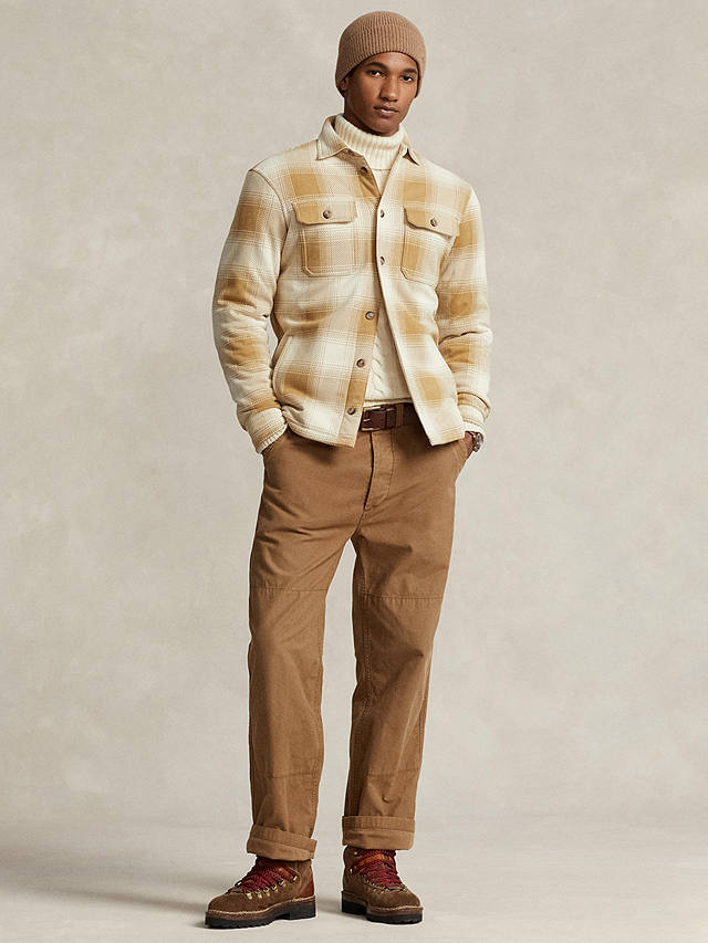 Polo Ralph Lauren Plaid Fleece Shirt Jacket, Camel