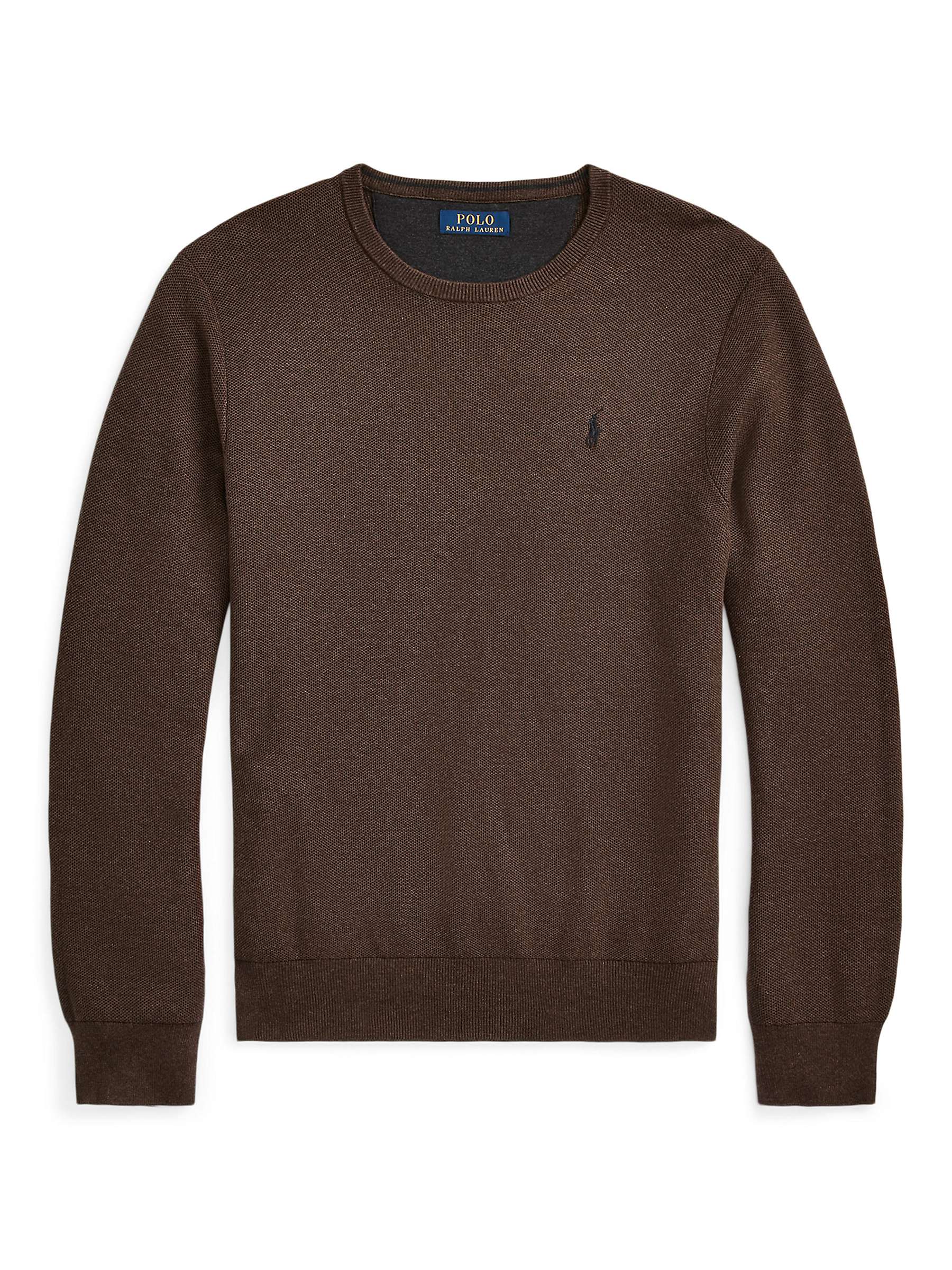 Buy Polo Ralph Lauren Cotton Crew Neck Sweatshirt, Brown Online at johnlewis.com