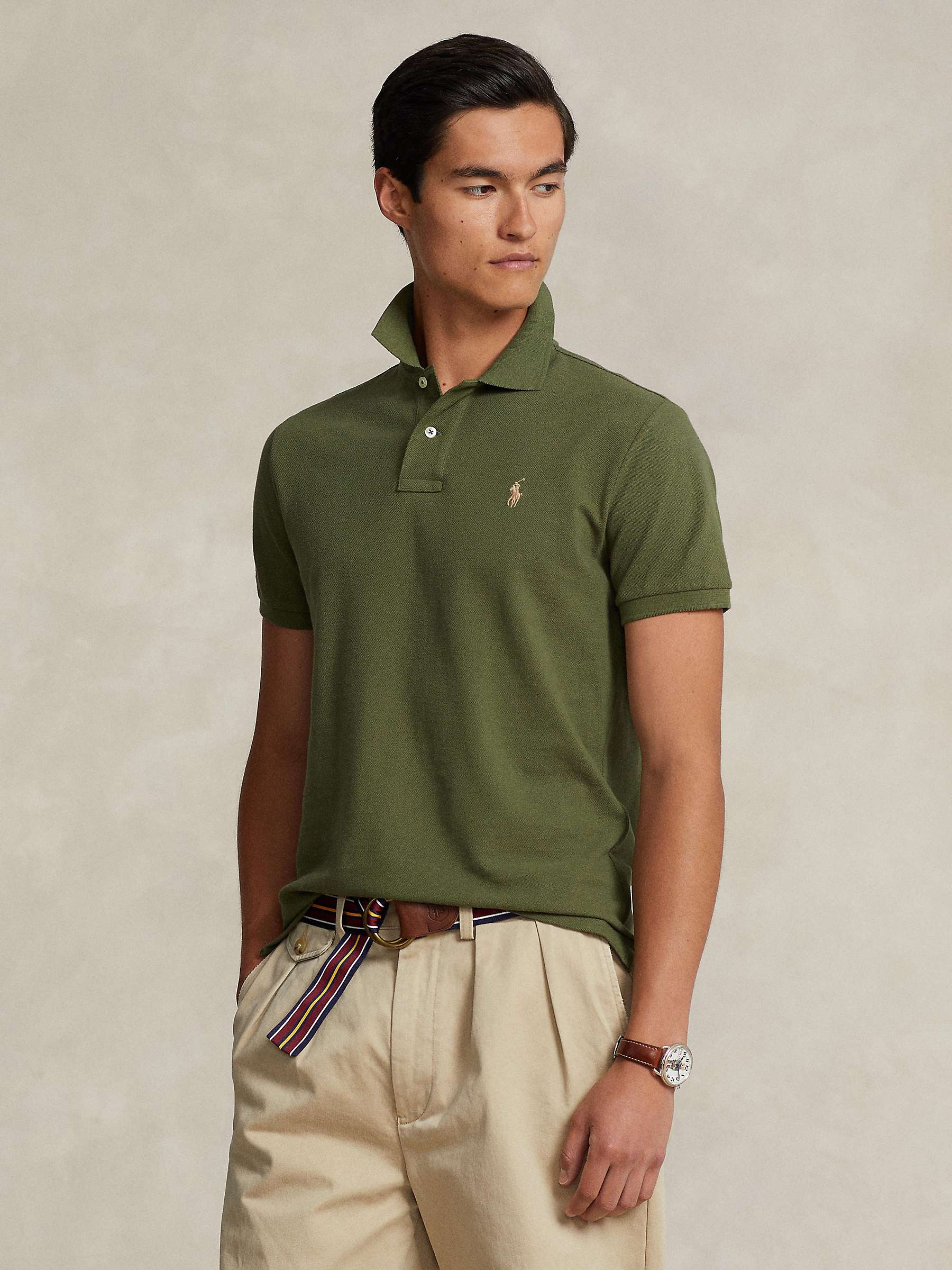 Buy Polo Ralph Lauren Short Sleeve Knit Polo Shirt, Green Online at johnlewis.com