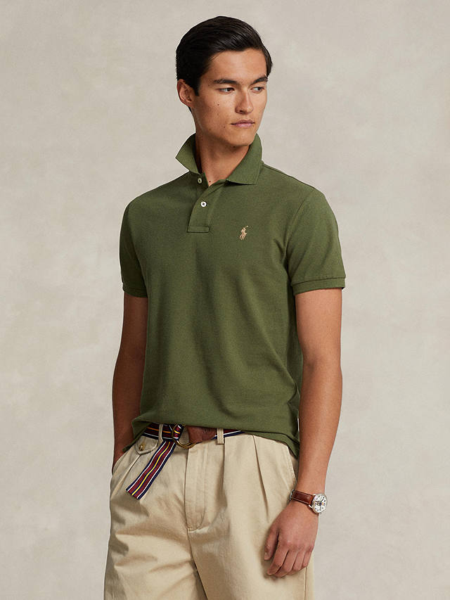 Polo Ralph Lauren Short Sleeve Knit Polo Shirt, Green at John Lewis ...