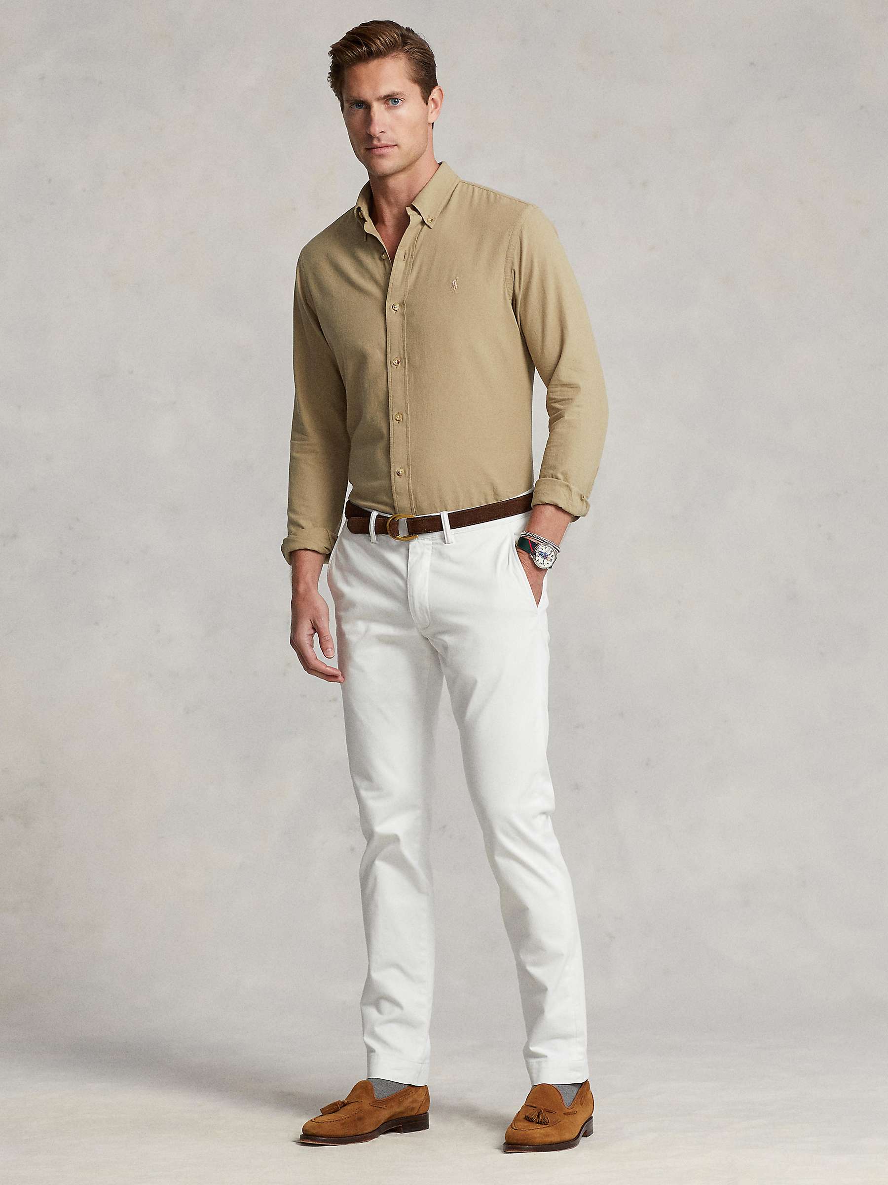 Buy Polo Ralph Lauren Slim Fit Dobby Shirt, Tan Online at johnlewis.com