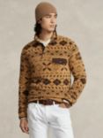 Polo Ralph Lauren Fair Isle Brushed Fleece Jumper, Brown, Brown