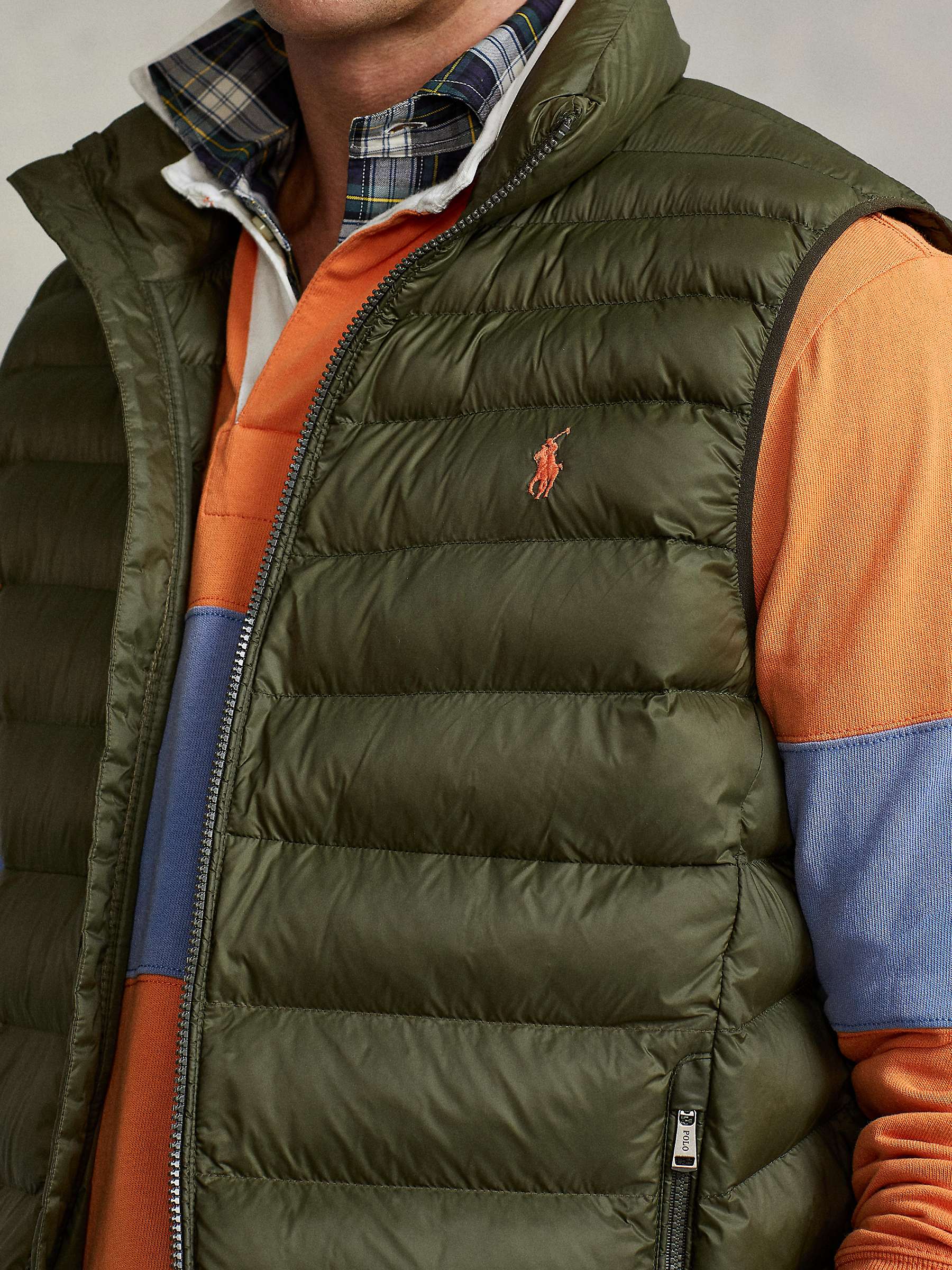 Buy Polo Ralph Lauren Terra Packable Recycled Fill Gilet, Olive Online at johnlewis.com