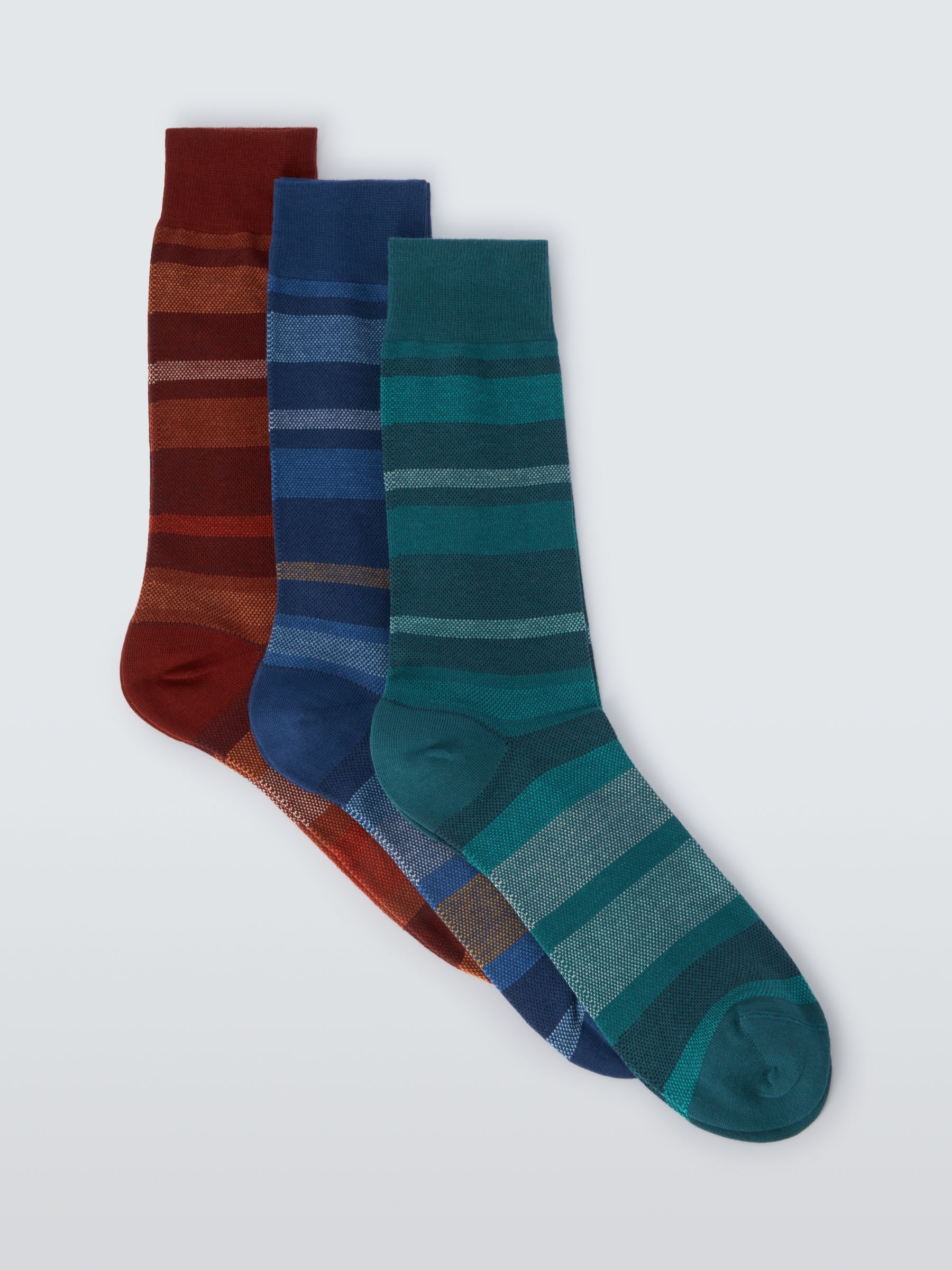 Buy John Lewis Striped Premium Socks, Pack of 3, Multi Online at johnlewis.com