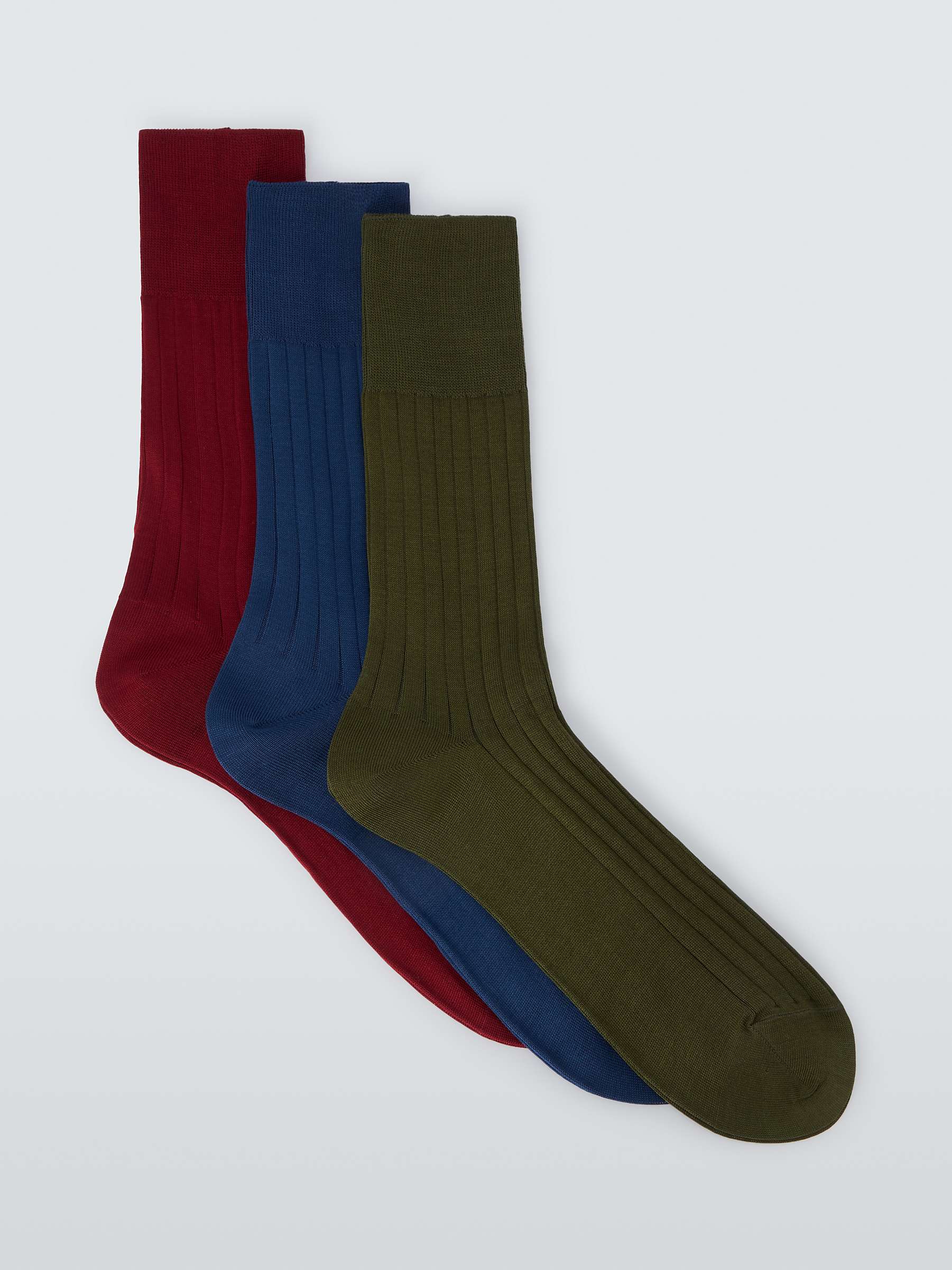Buy John Lewis Premium Plain Socks, Pack of 3, Multi Online at johnlewis.com