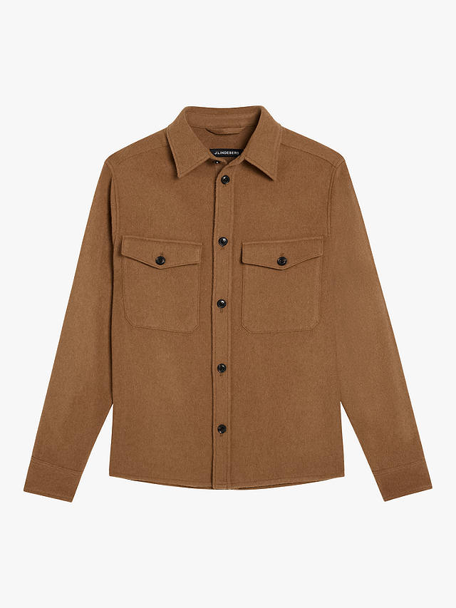 J.Lindeberg Flat Wool Overshirt, Brown