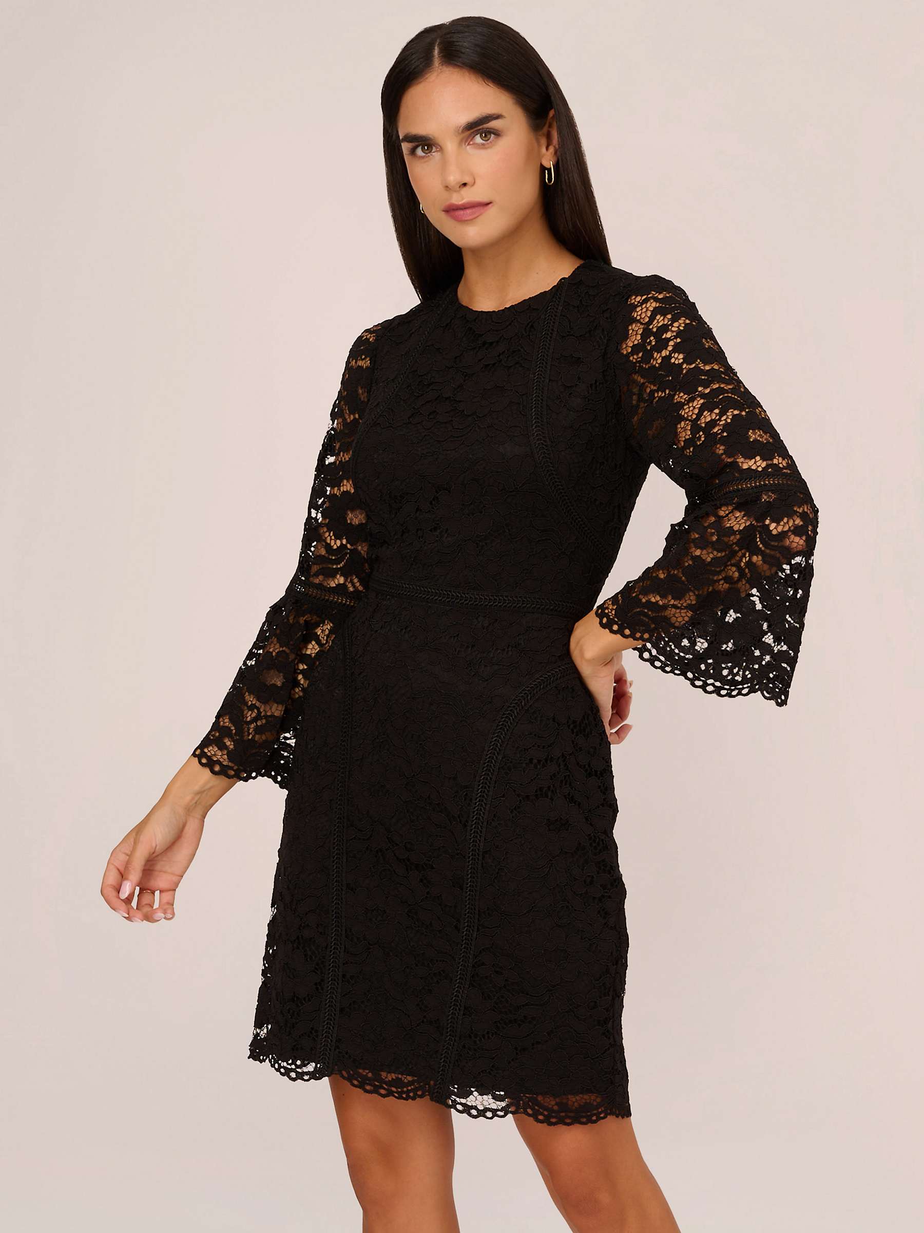 Buy Adrianna Papell Lace Short Dress, Black Online at johnlewis.com