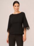 Adrianna Papell Crepe Feather Top, Black