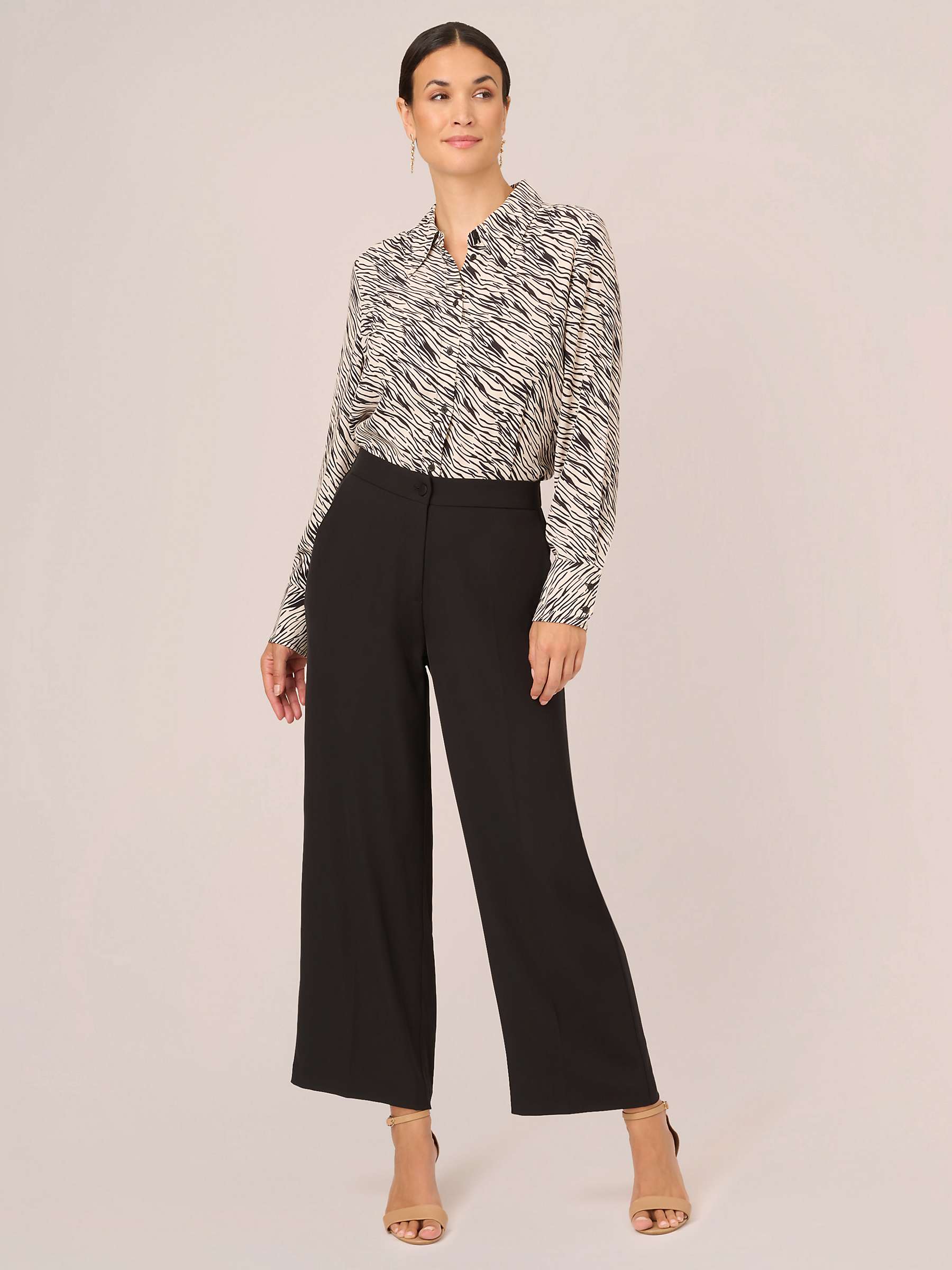Buy Adrianna Papell Wide Leg Cropped Trousers, Black Online at johnlewis.com
