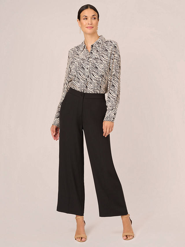 Adrianna Papell Wide Leg Cropped Trousers, Black