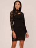 Aidan by Adrianna Papell Lace and Stretch Crepe Mini Dress, Black