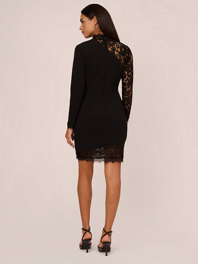 Aidan by Adrianna Papell Lace and Stretch Crepe Mini Dress, Black
