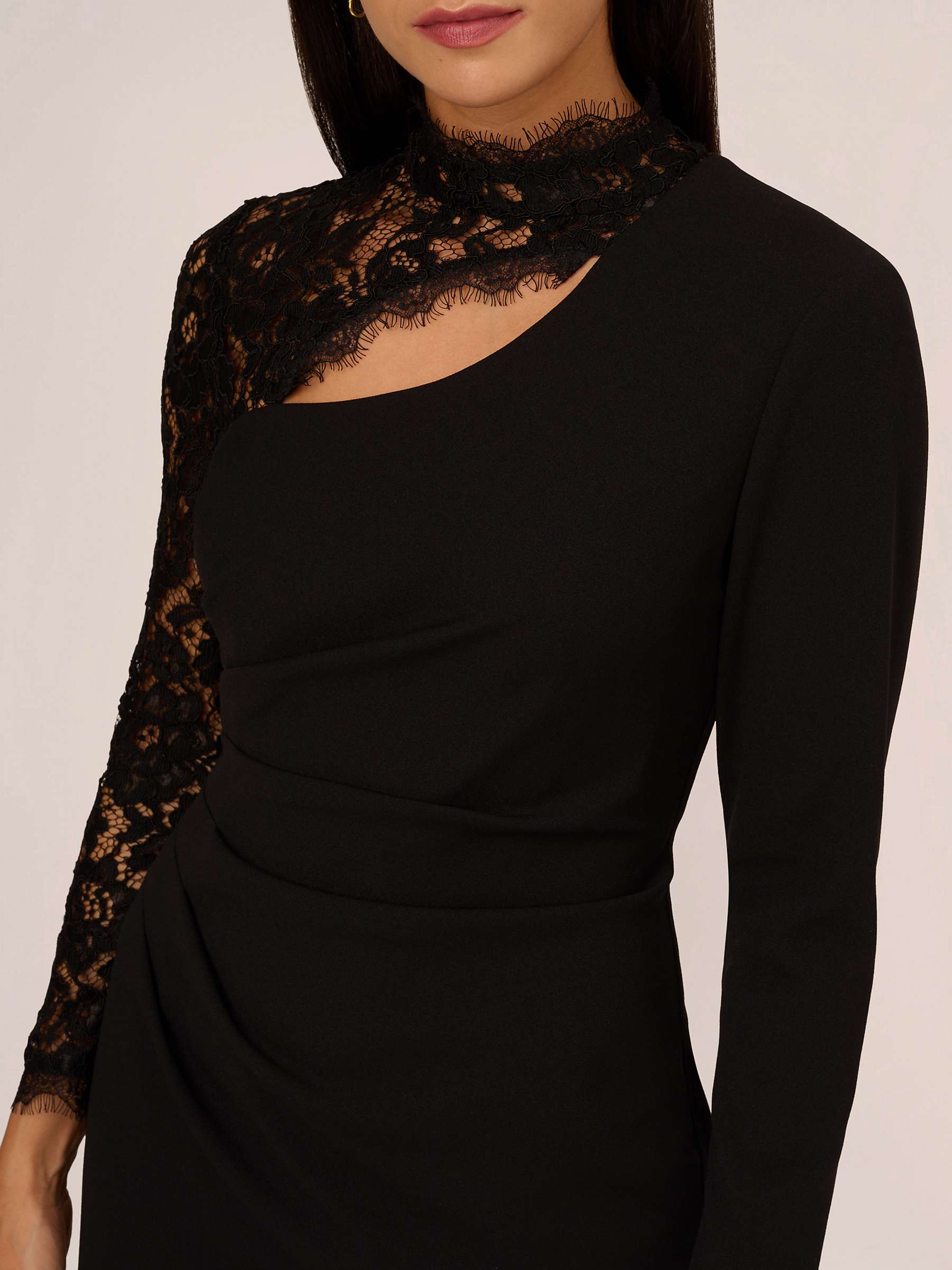 Buy Aidan by Adrianna Papell Lace and Stretch Crepe Mini Dress, Black Online at johnlewis.com