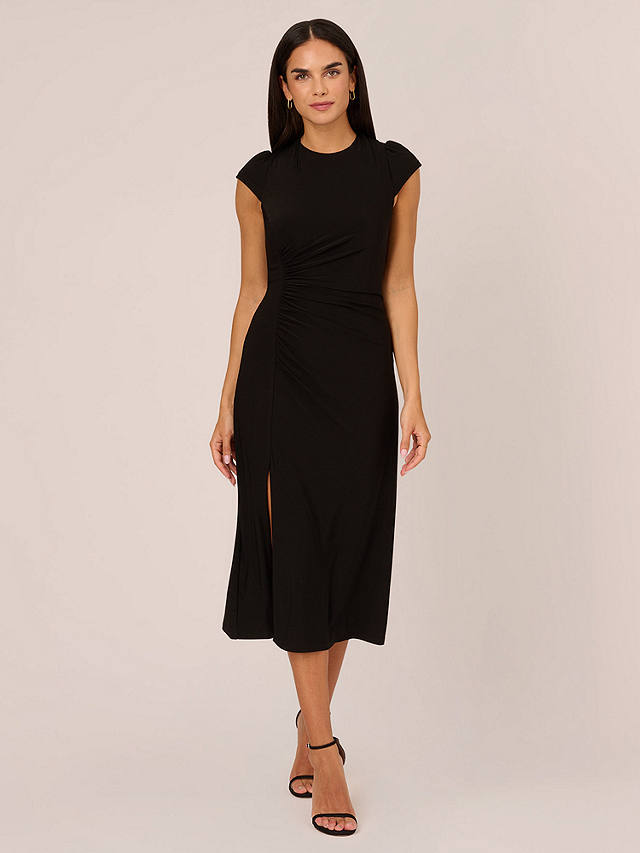 Adrianna Papell Jersey Midi Dress, Black at John Lewis & Partners