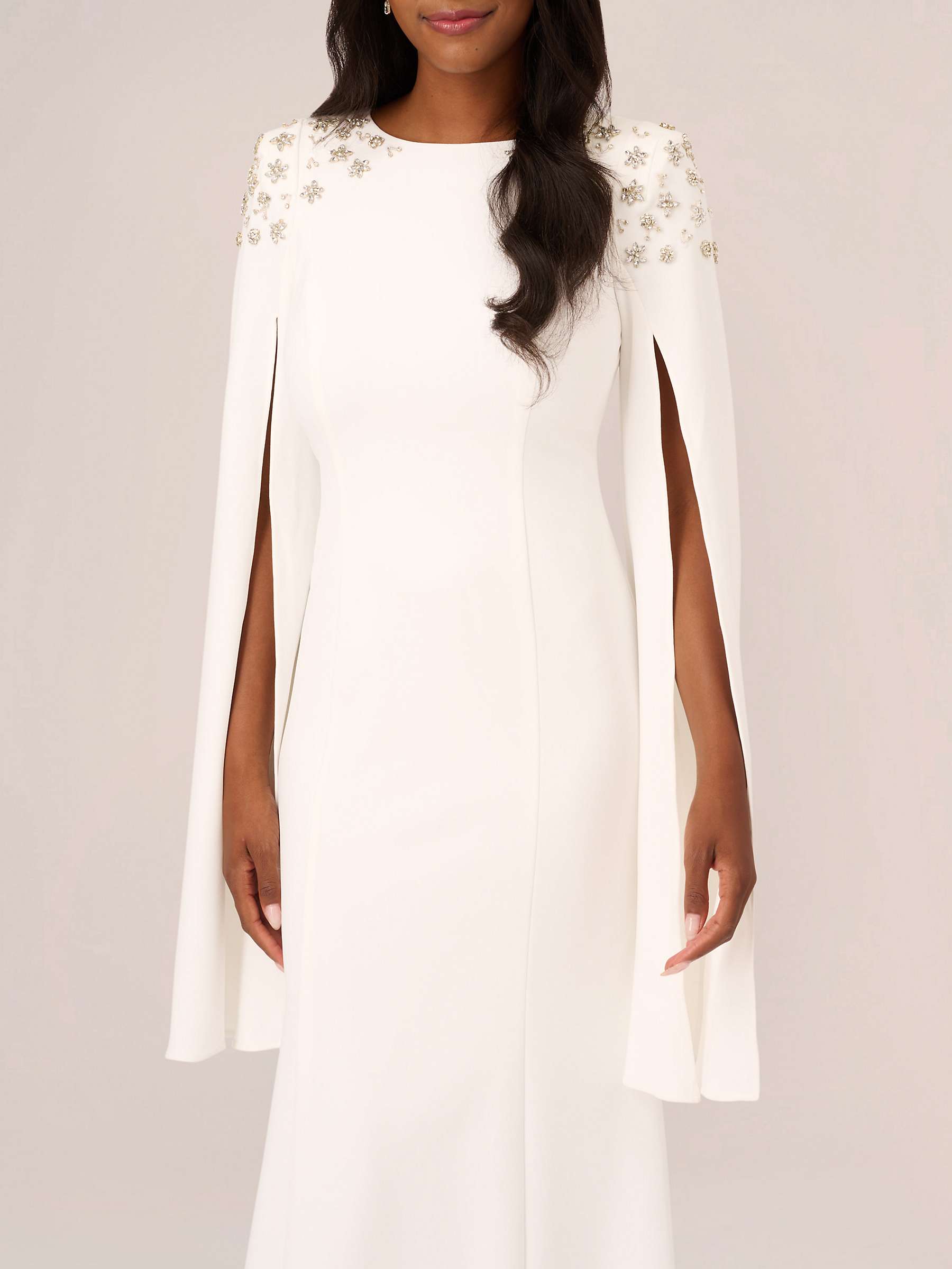 Buy Adrianna Papell Crepe Beaded Cape Sleeve Gown, Ivory Online at johnlewis.com